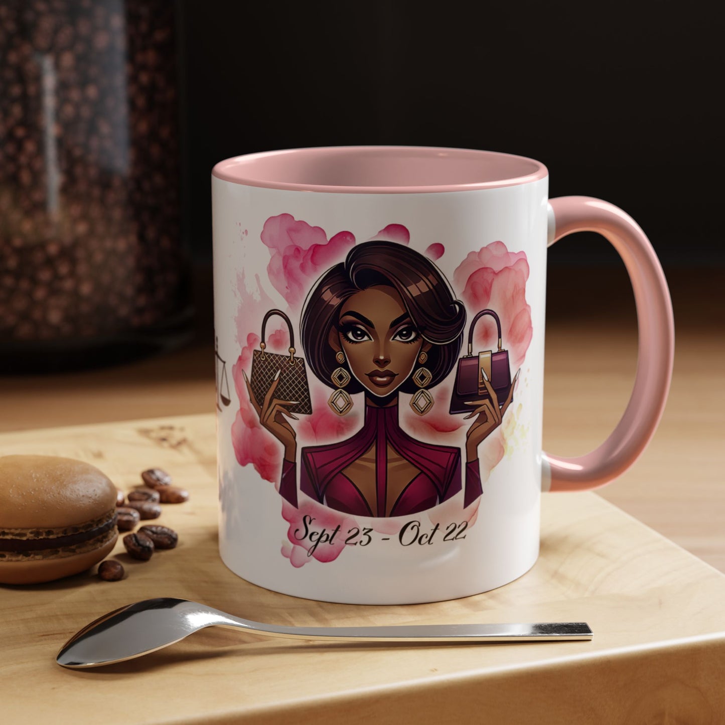 Libra Zodiac Coffee Mug — Elegant Libra Woman Design (Sept 23–Oct 22)