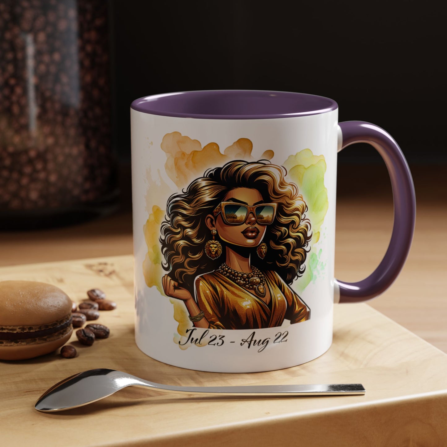 Leo Zodiac Coffee Mug — "I Am the Sun" Afro Woman Design (July 23–Aug 22)