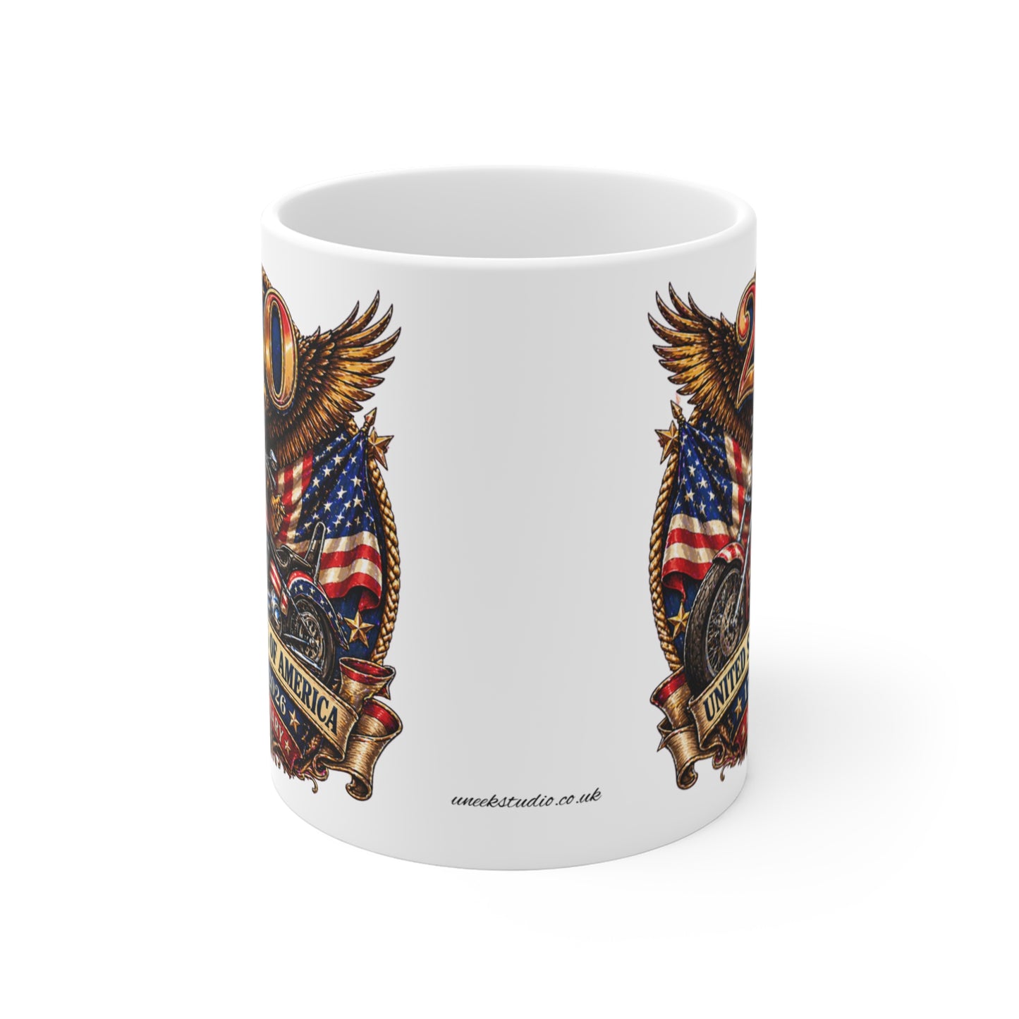 Mug — 250th USA Anniversary Motorcycle Eagle Flag Design
