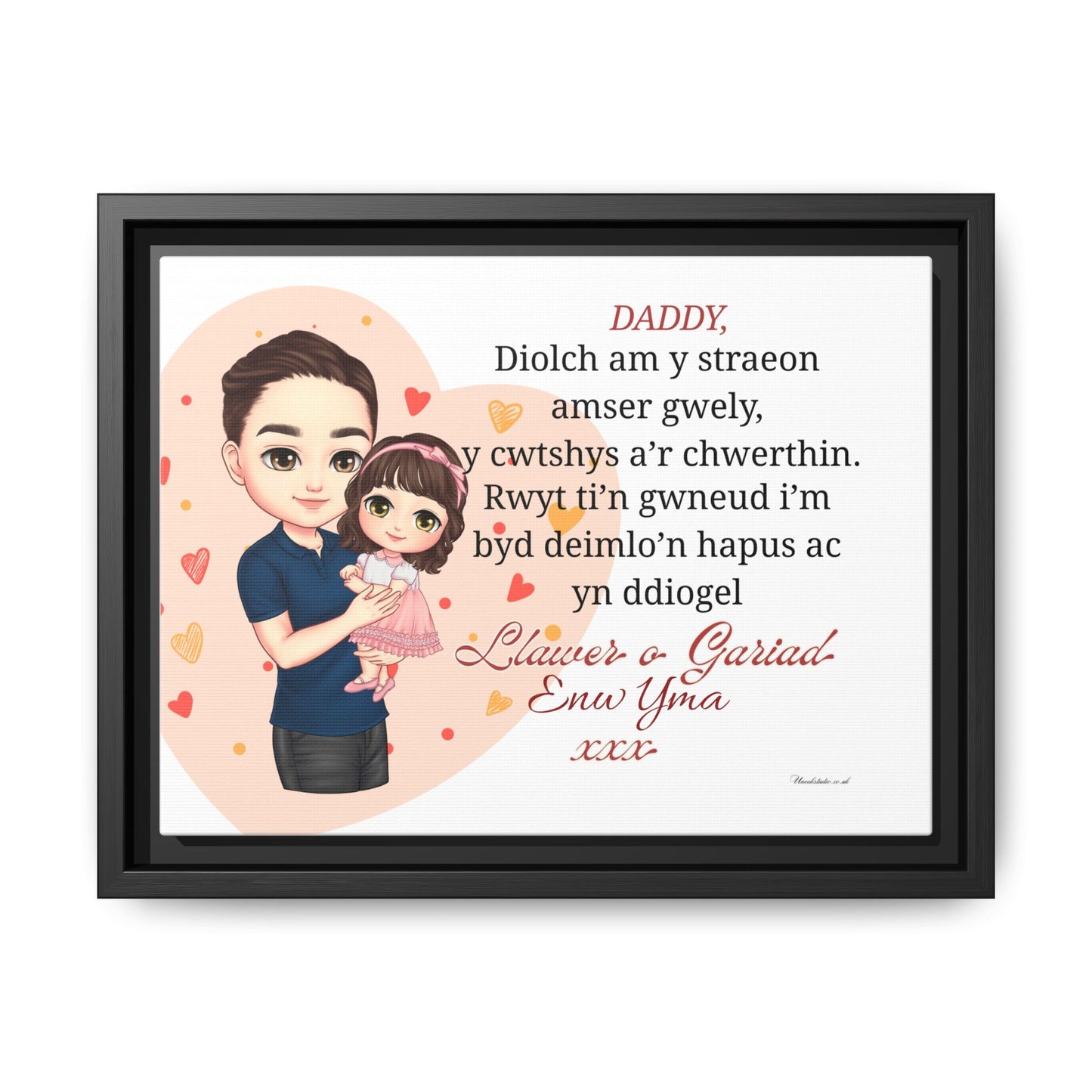 Personalised Welsh Father’s Day Canvas | Daddy Gift From Child | Custom Welsh Wall Art for Dad