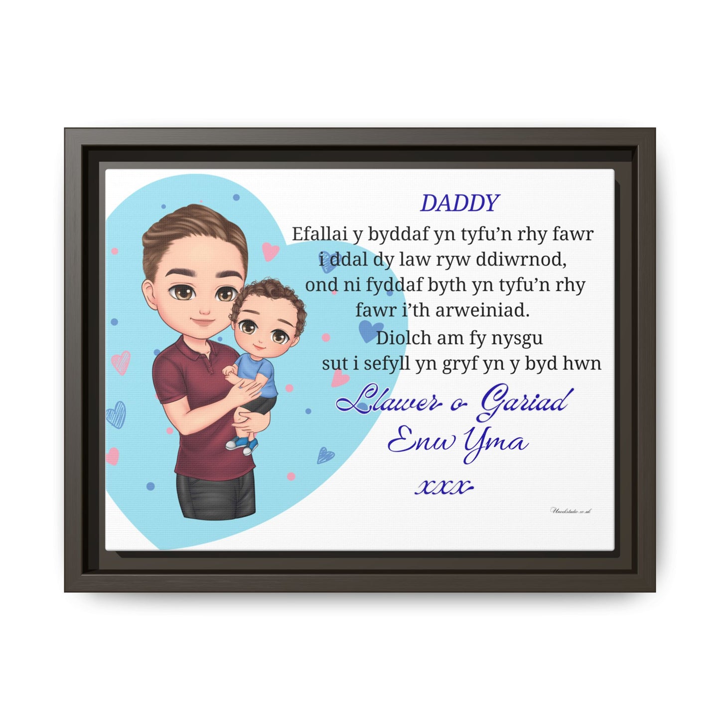Personalised Welsh Father’s Day Canvas | Daddy Gift From Child | Custom Welsh Wall Art for Dad