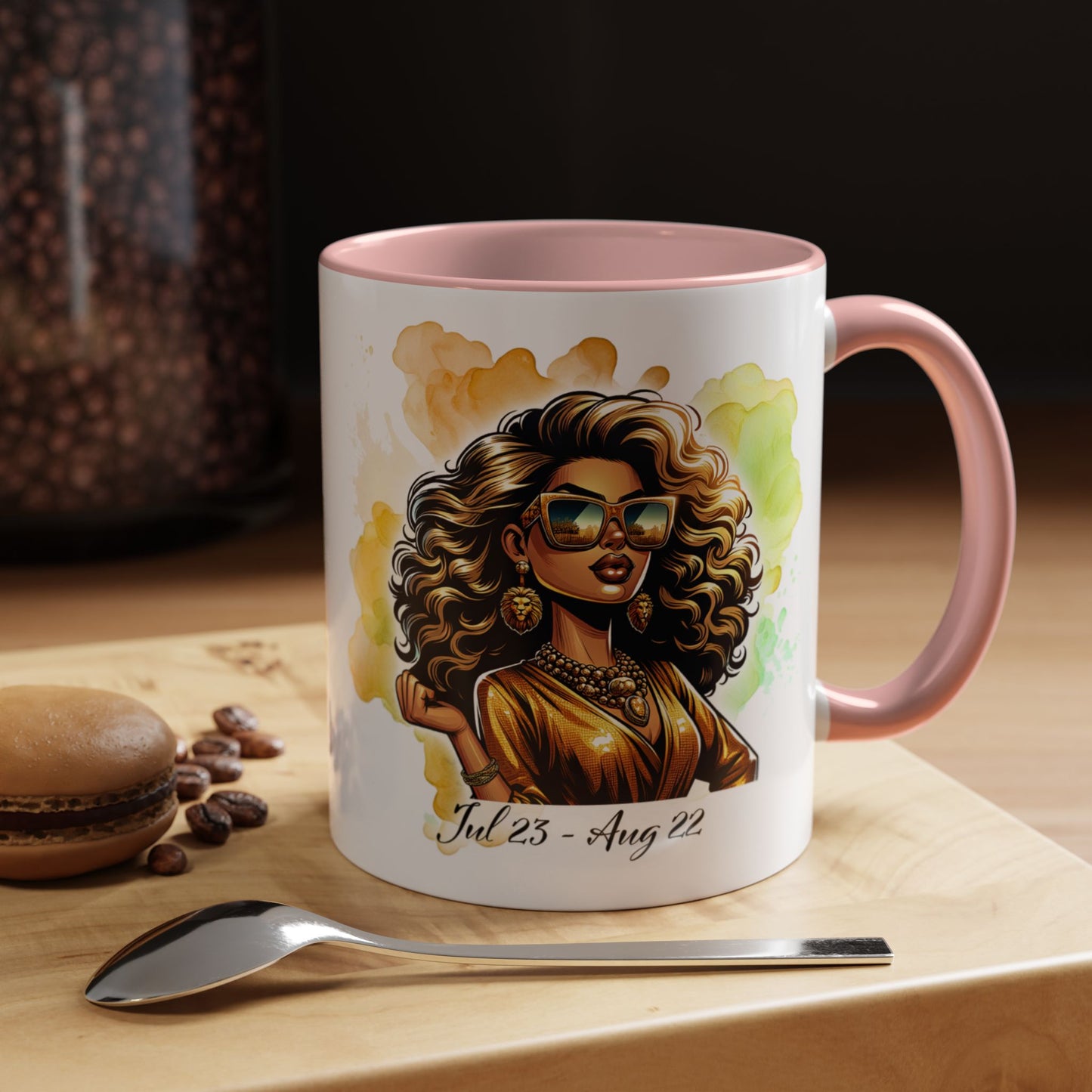 Leo Zodiac Coffee Mug — "I Am the Sun" Afro Woman Design (July 23–Aug 22)