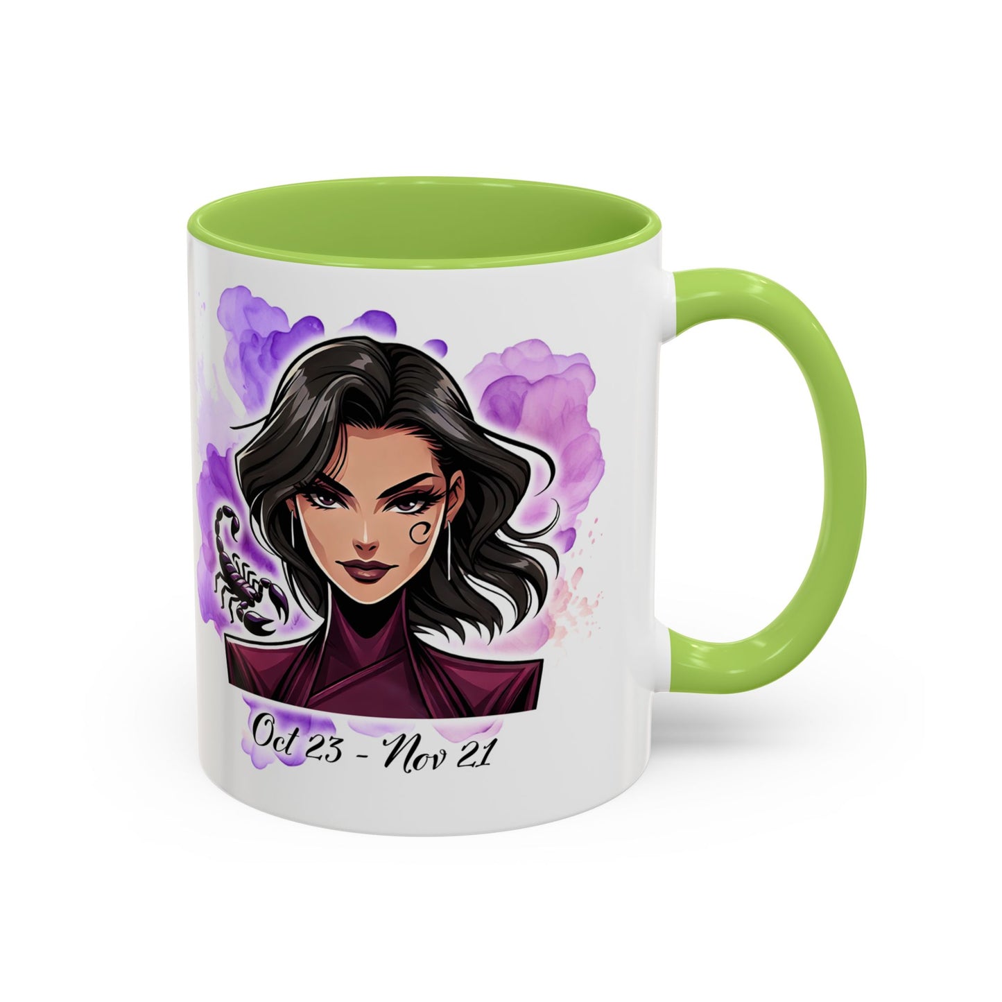 Scorpio Accent Coffee Mug — Zodiac Scorpio Girl Design (Oct 23–Nov 21)