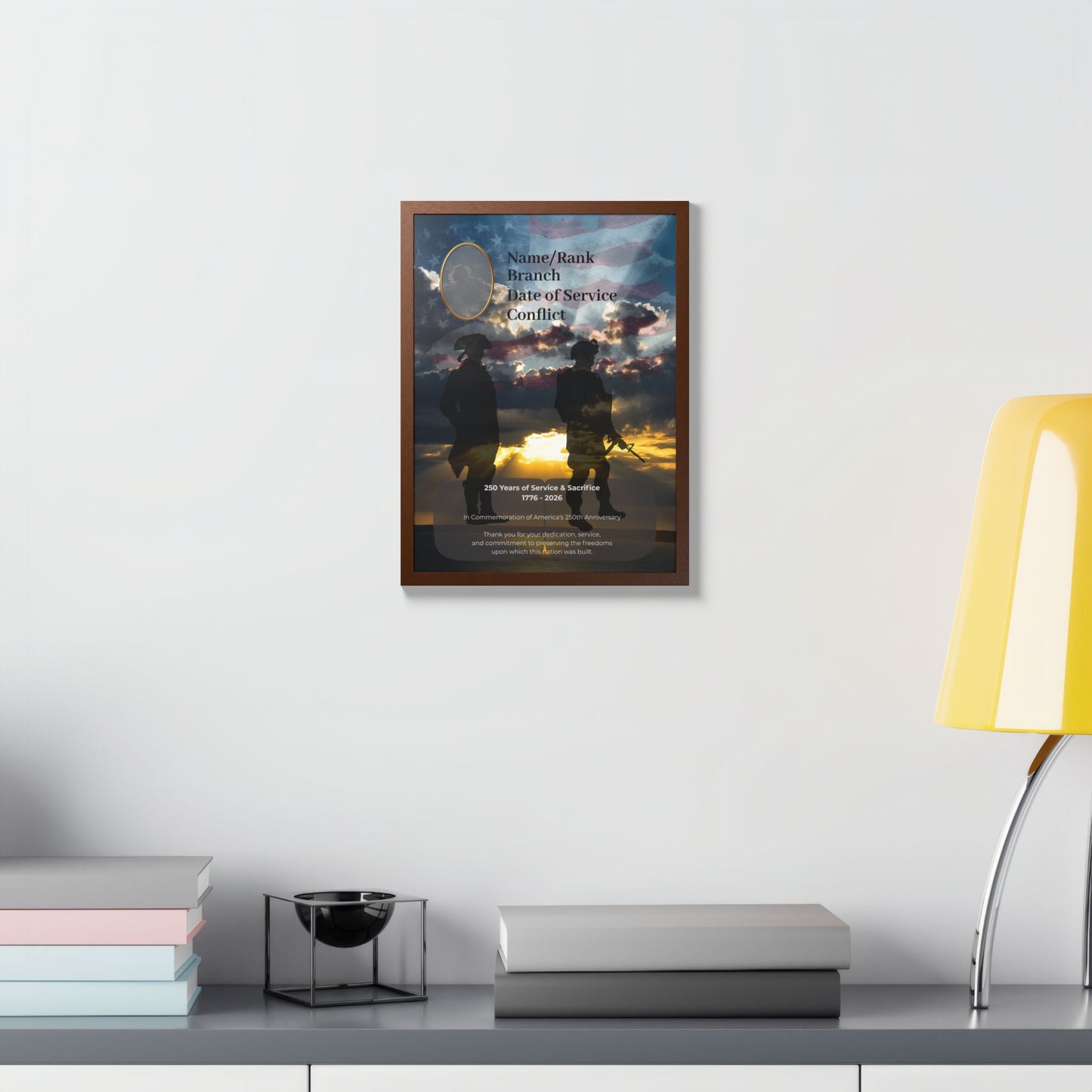 Military Commemoration Framed Poster – Custom Name/Rank Tribute