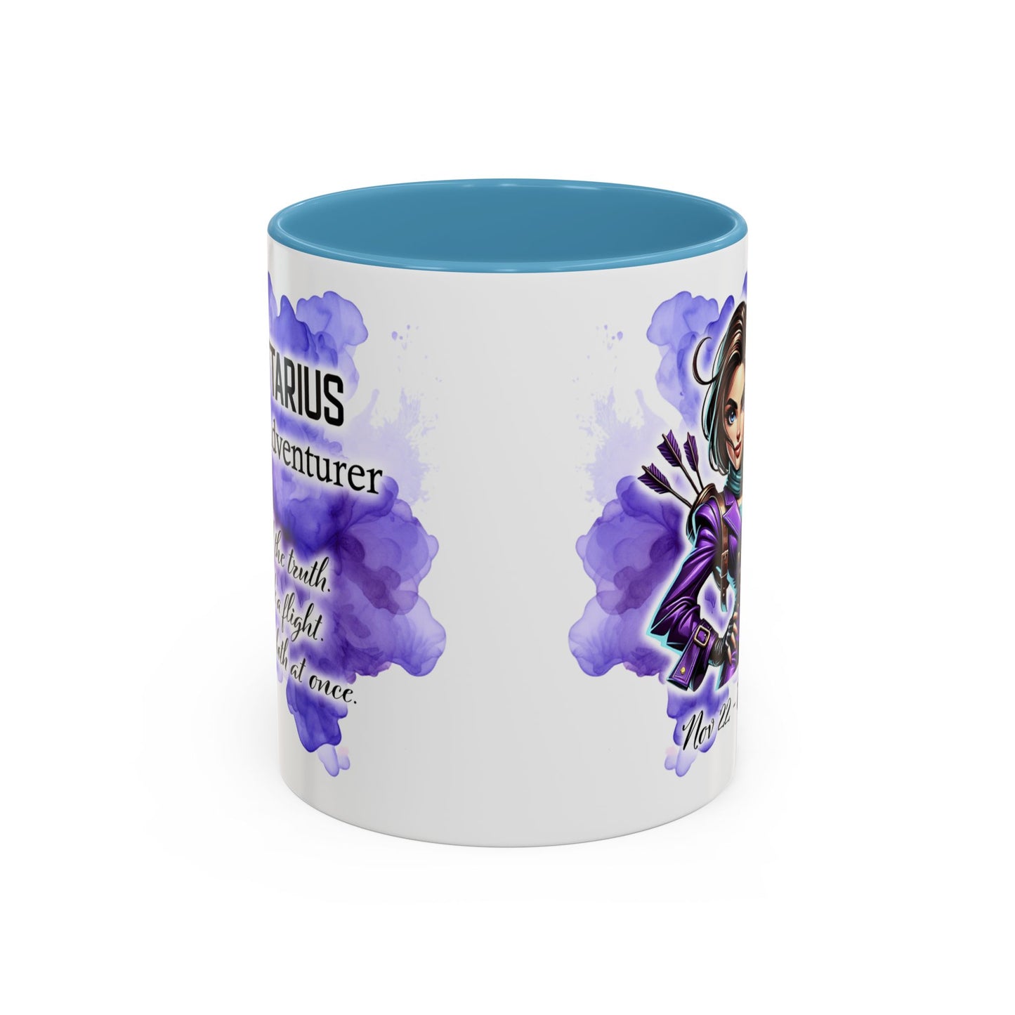 Sagittarius Zodiac Coffee Mug — Archer Girl Illustration, Nov 22–Dec 21