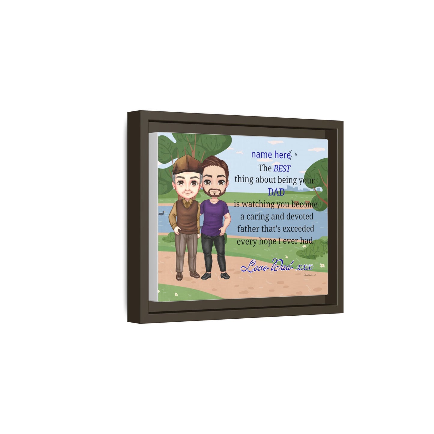 Personalized Father & Son Portrait Matte Canvas — "The Best Thing About Being Your Dad" Framed Print