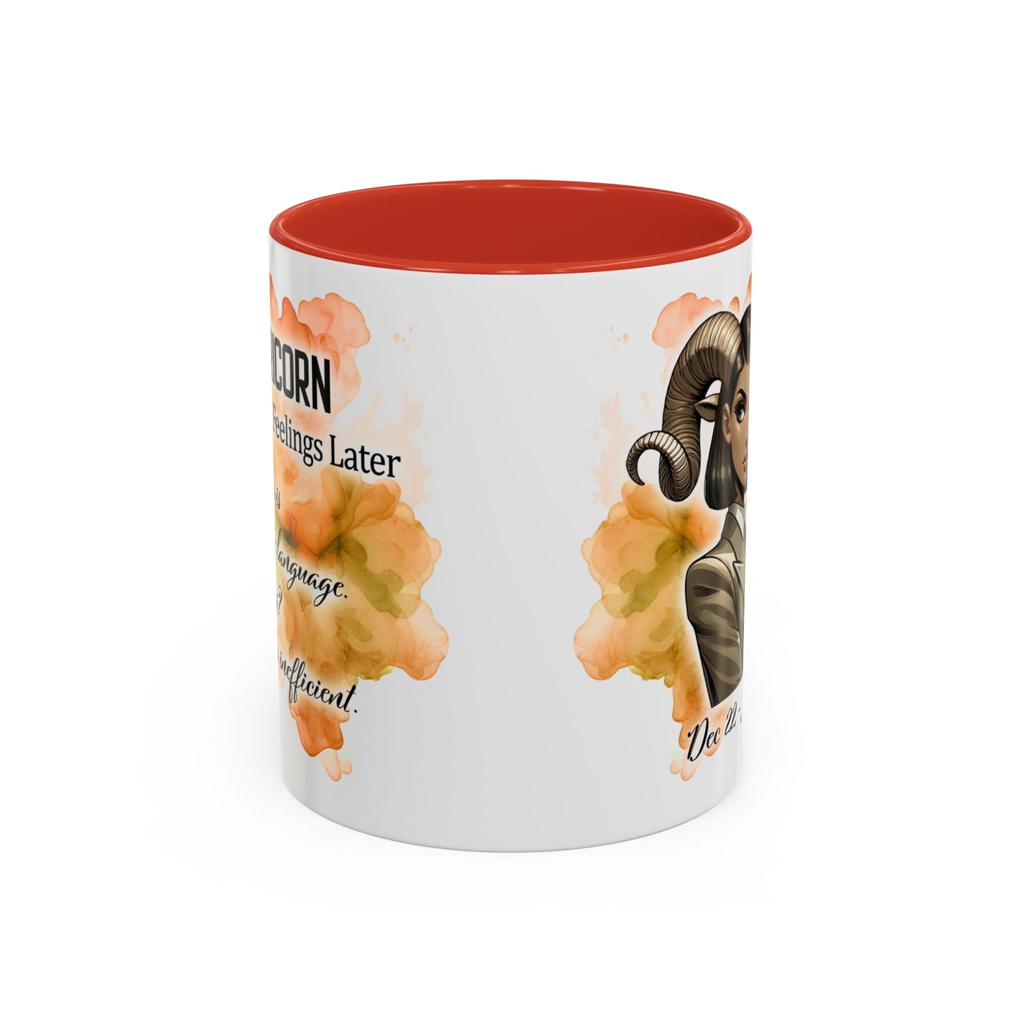 Aries Zodiac Coffee Mug — 'Dec 22 - Jan 19' Ram Girl Accent Mug