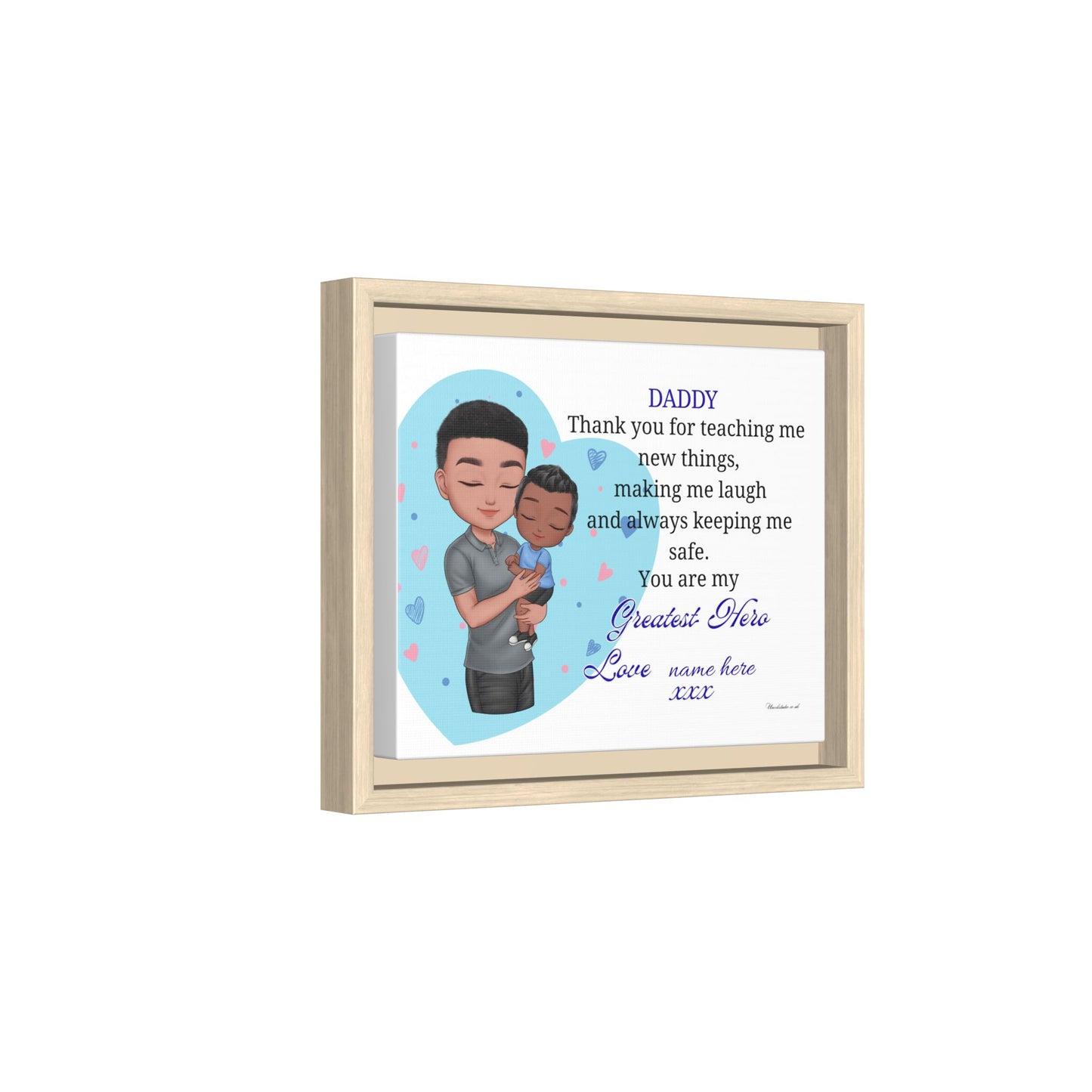 Personalized "Daddy — You Are My Greatest Hero" Framed Canvas Print