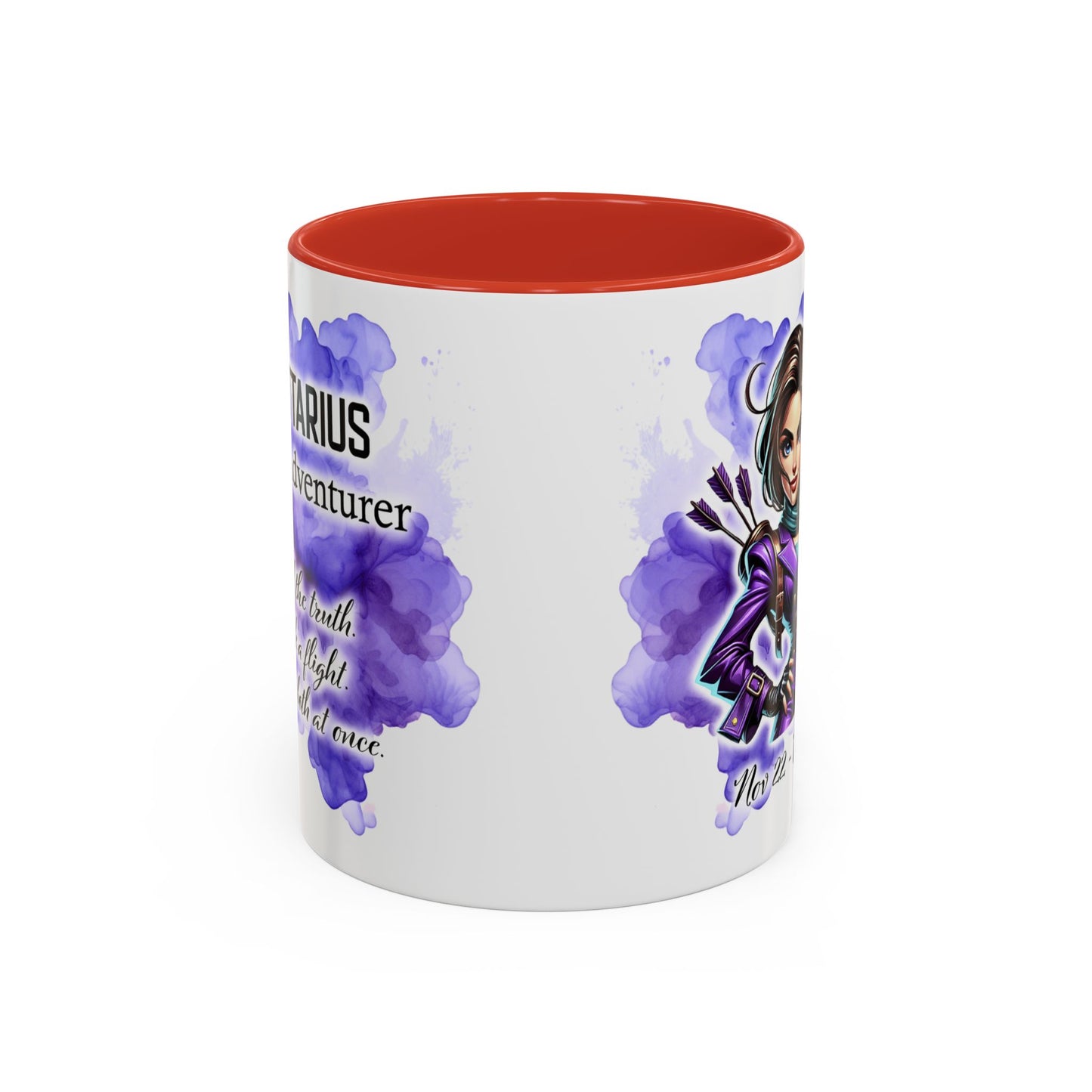 Sagittarius Zodiac Coffee Mug — Archer Girl Illustration, Nov 22–Dec 21