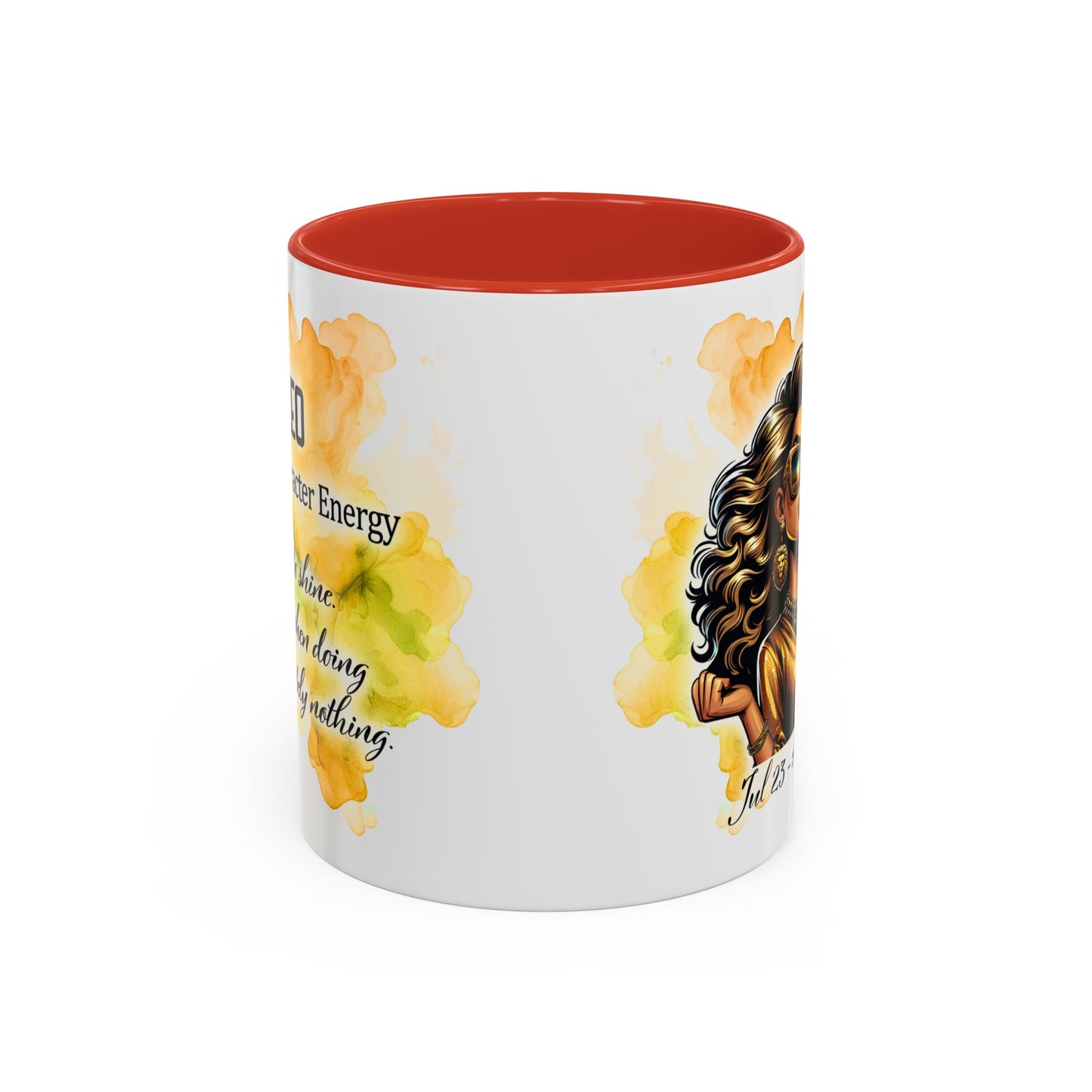 Leo Zodiac Coffee Mug — "I Am the Sun" Afro Woman Design (July 23–Aug 22)
