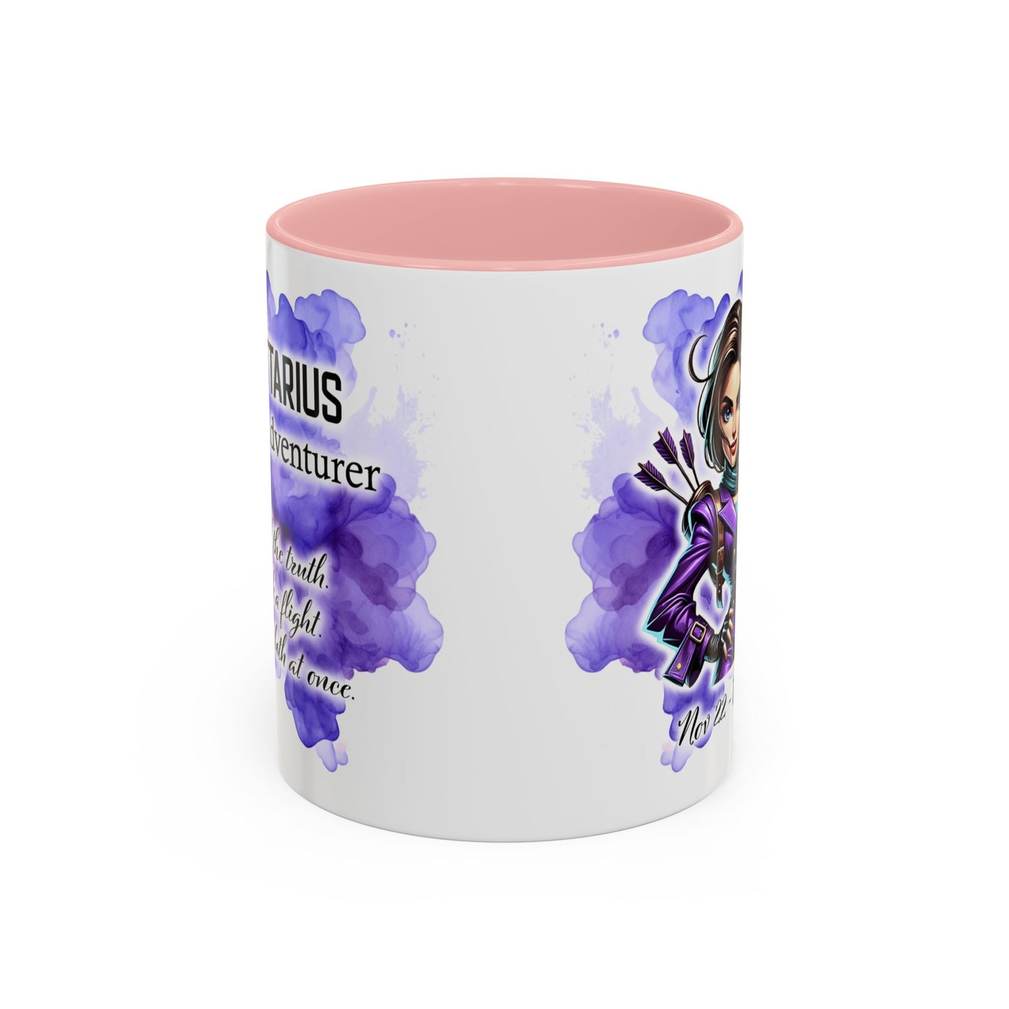 Sagittarius Zodiac Coffee Mug — Archer Girl Illustration, Nov 22–Dec 21