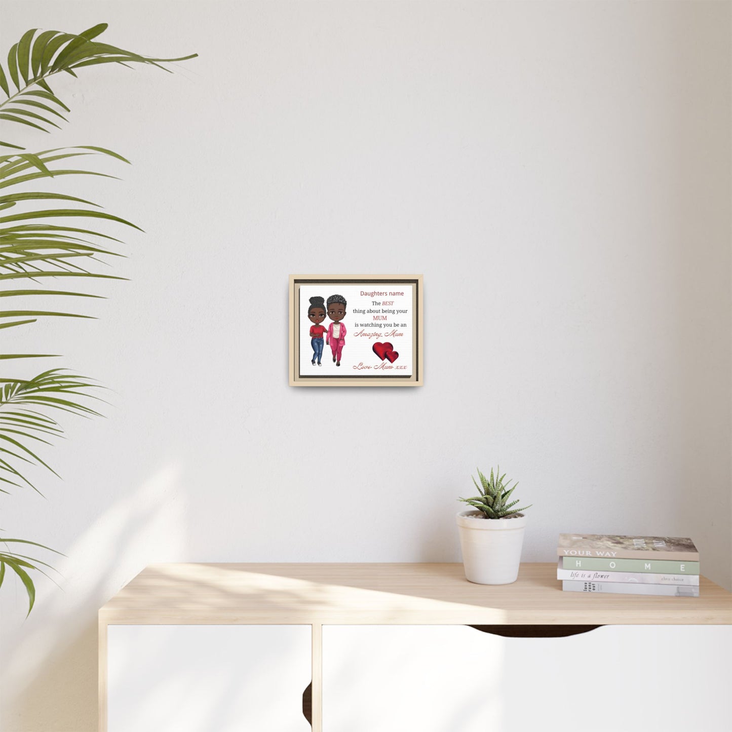 Personalised Framed Matte Canvas – Personalized ‘Daughters name’ Amazing Mum Quote Print (Black Frame)