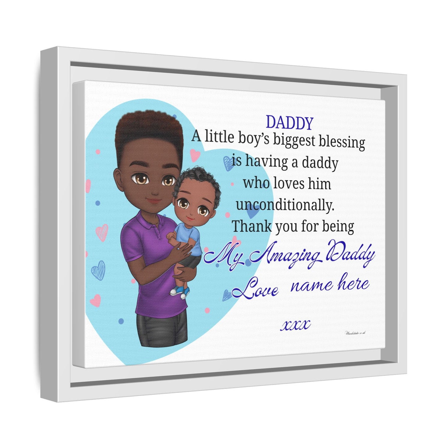 Framed Canvas Print — "Daddy: A little boy’s biggest blessing" Personalized Father’s Day Gift