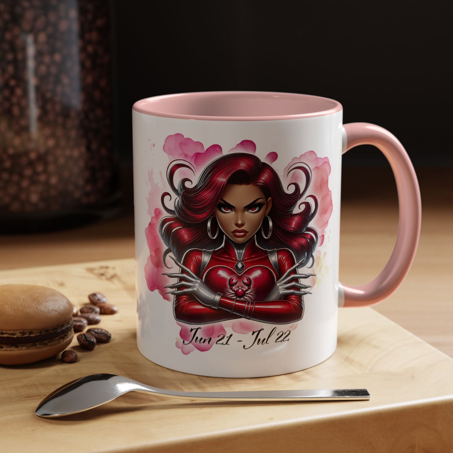 Cancer Zodiac Coffee Mug — Bold Pink Horoscope Design (Jun 21–Jul 22)