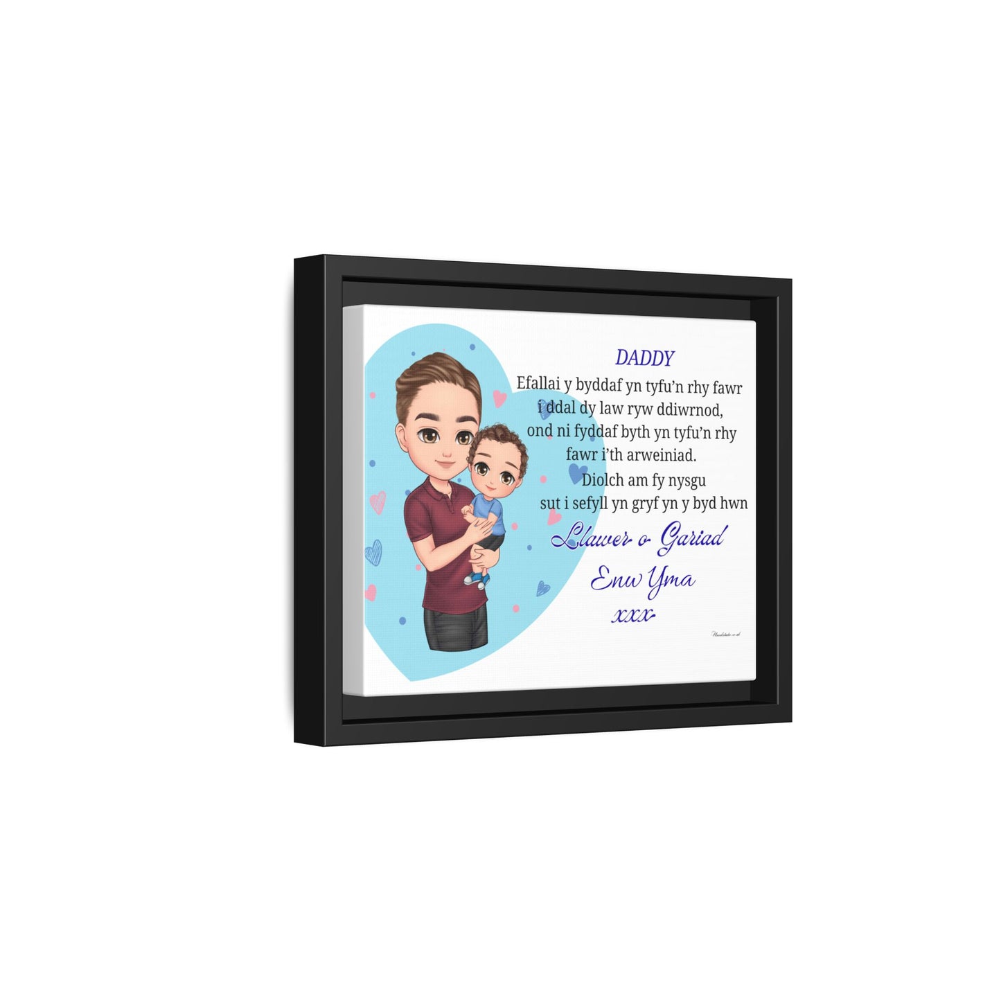 Personalised Welsh Father’s Day Canvas | Daddy Gift From Child | Custom Welsh Wall Art for Dad