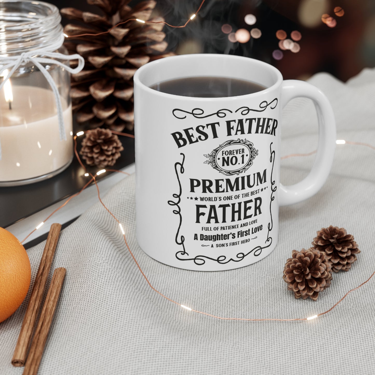 Best Father Premium Mug — "Forever No.1" Dad Coffee Cup (Father's Day Gift)