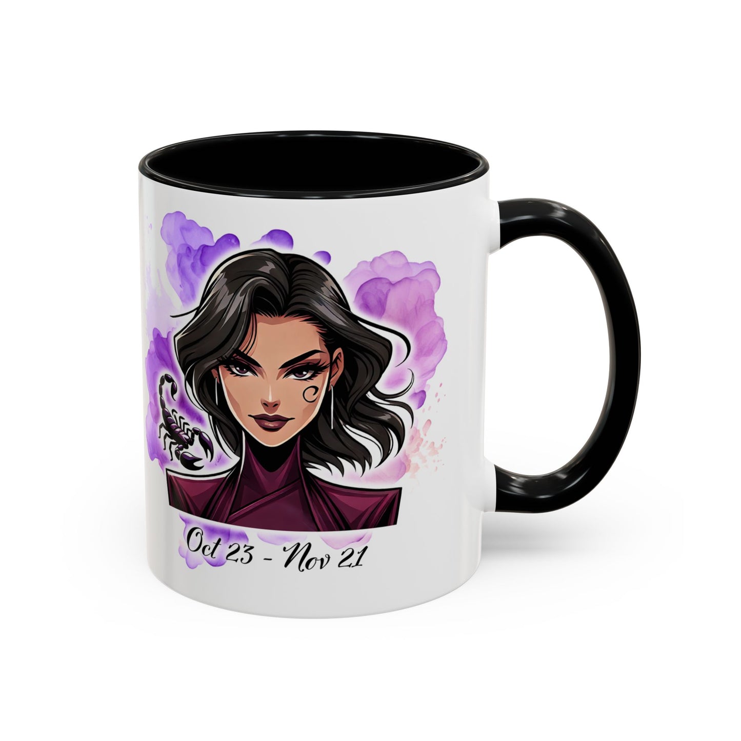 Scorpio Accent Coffee Mug — Zodiac Scorpio Girl Design (Oct 23–Nov 21)