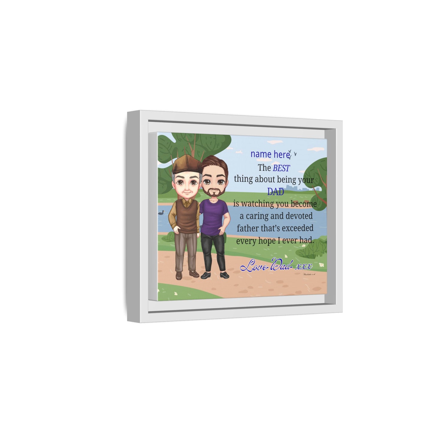 Personalized Father & Son Portrait Matte Canvas — "The Best Thing About Being Your Dad" Framed Print