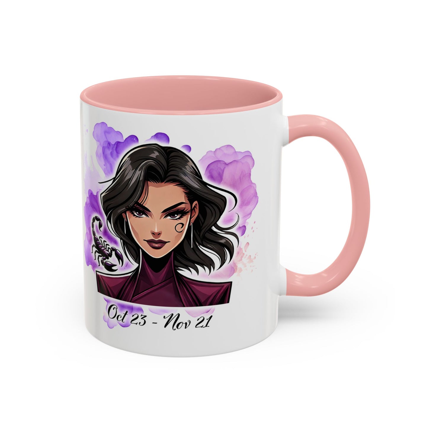 Scorpio Accent Coffee Mug — Zodiac Scorpio Girl Design (Oct 23–Nov 21)