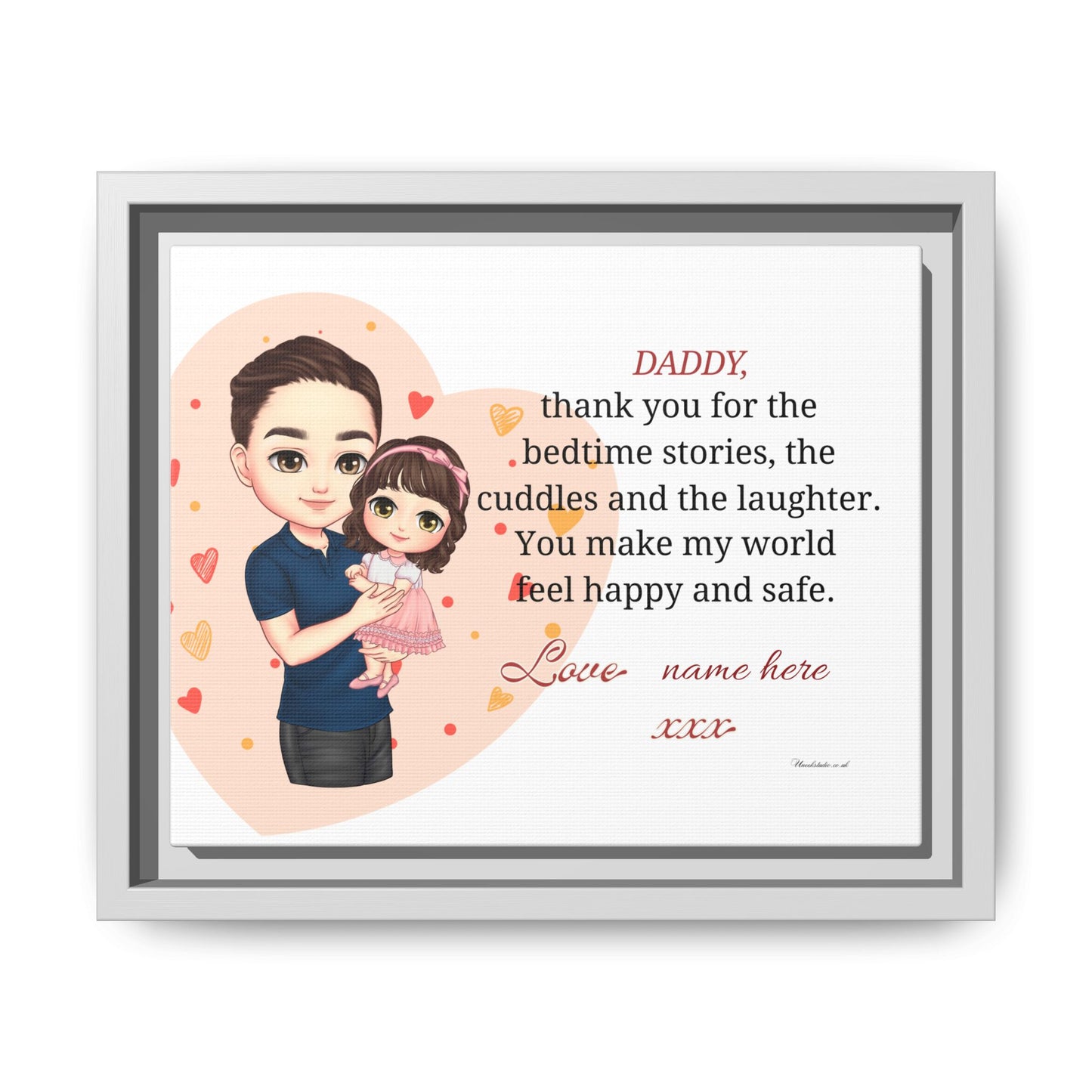 Framed Matte Canvas — "Daddy, thank you for the bedtime stories" Personalized Father’s Day Gift