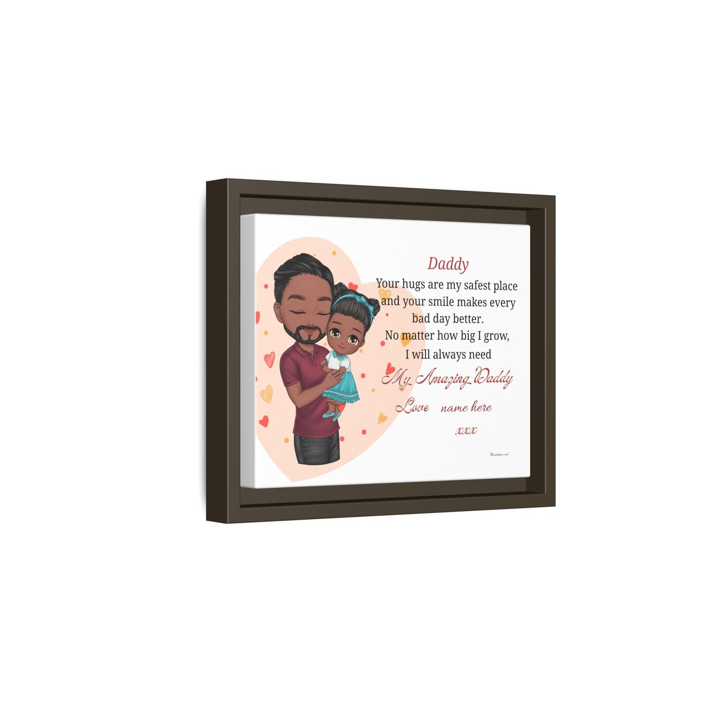 Personalized Daddy Framed Canvas — "Your hugs are my safest place"