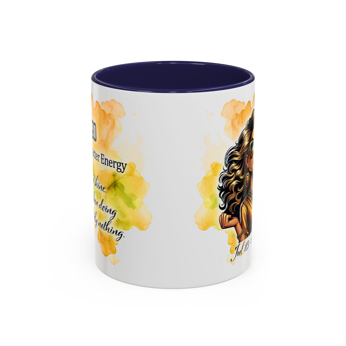 Leo Zodiac Coffee Mug — "I Am the Sun" Afro Woman Design (July 23–Aug 22)
