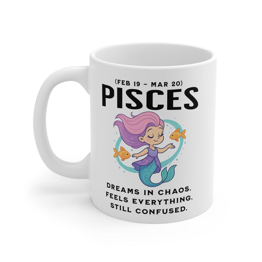 Pisces Coffee Mug — Cute Mermaid Zodiac Mug (Feb 19–Mar 20)