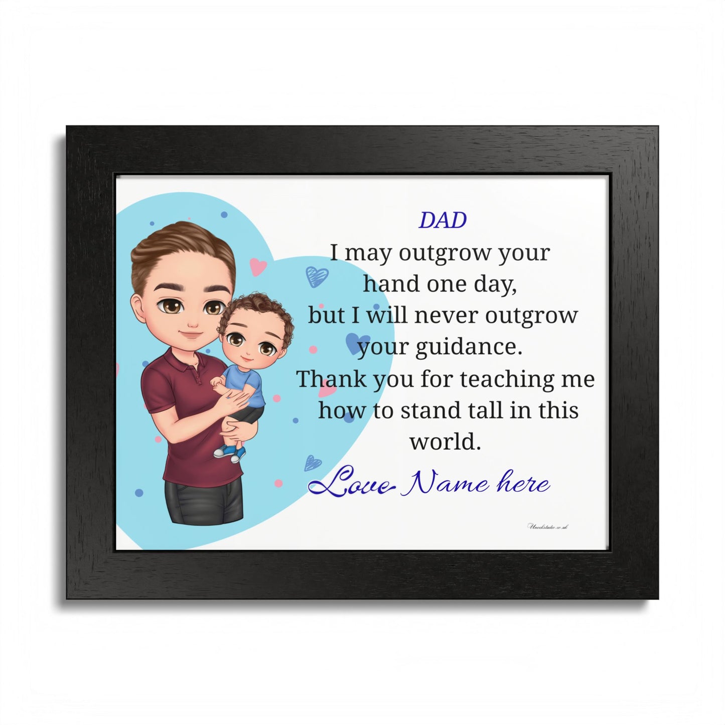 Dad Love Framed Poster — "I May Outgrow Your Hand" Personalized Wall Art