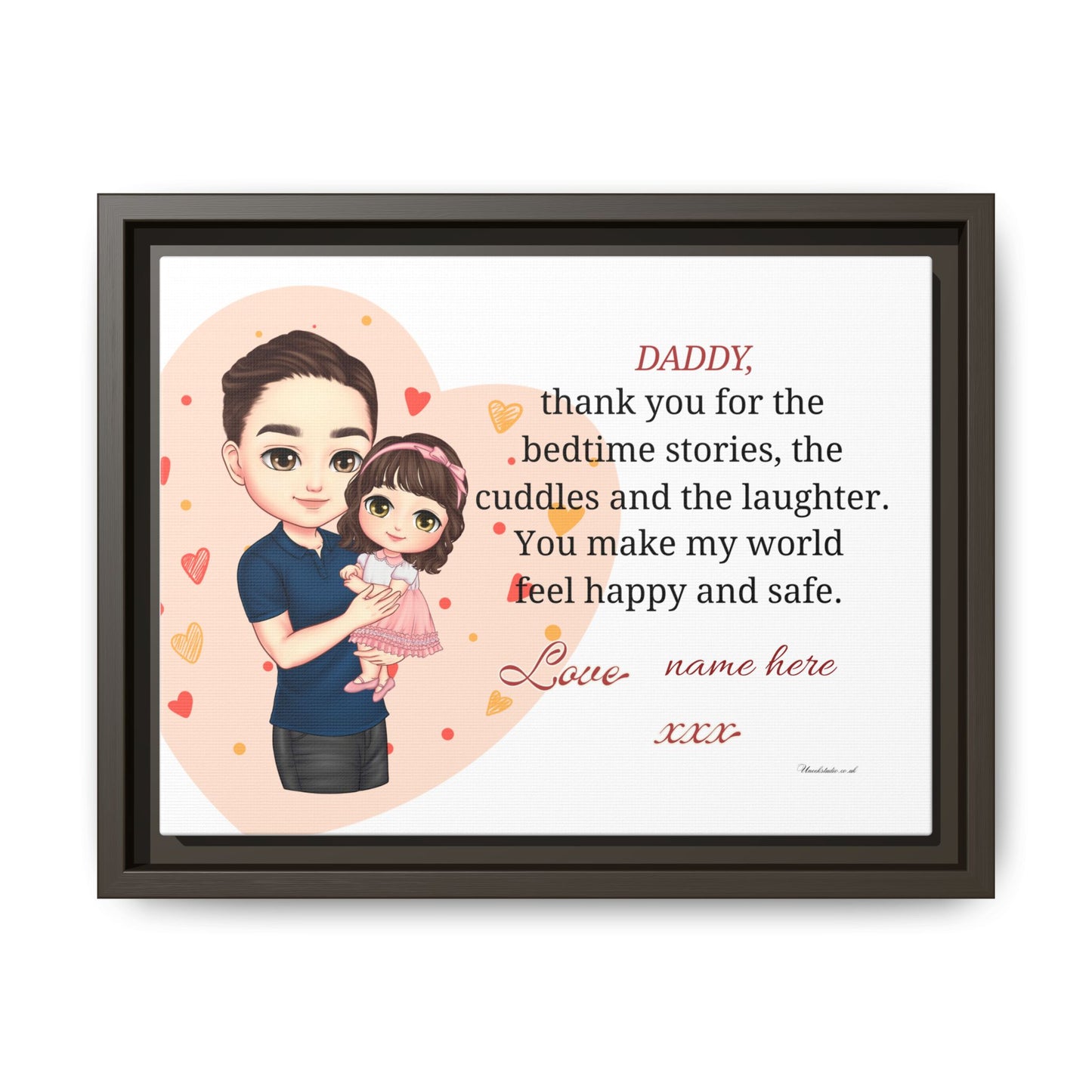 Framed Matte Canvas — "Daddy, thank you for the bedtime stories" Personalized Father’s Day Gift