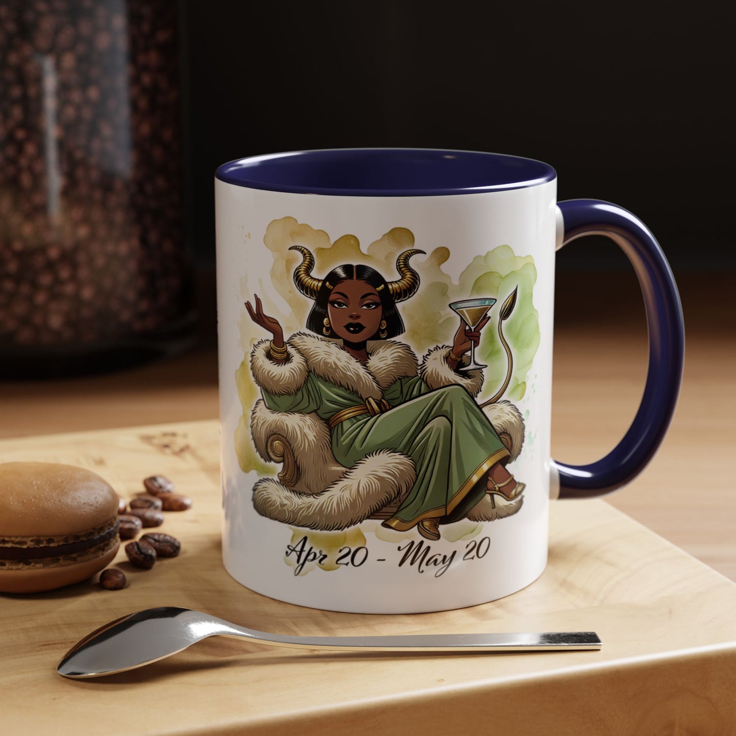 Taurus Coffee Mug — Zodiac Horoscope Mug with 'Apr 20 - May 20' Illustration