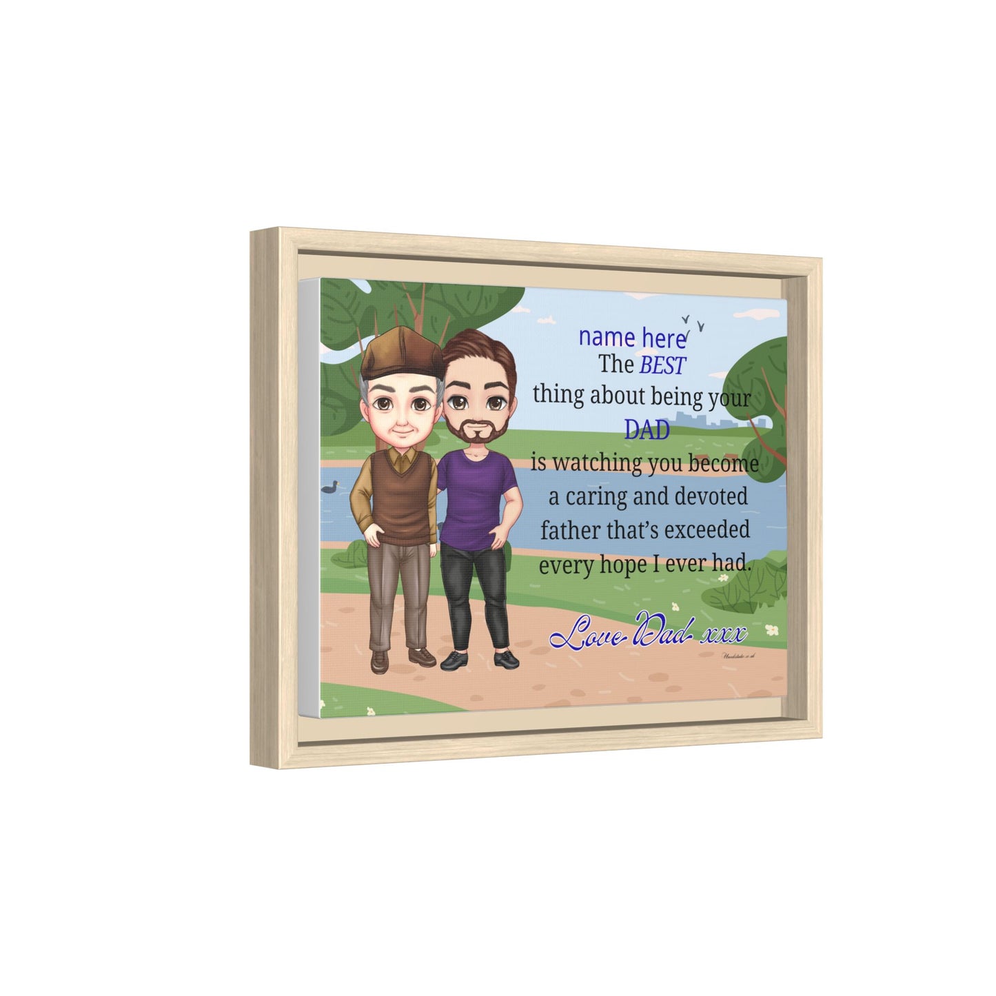 Personalized Father & Son Portrait Matte Canvas — "The Best Thing About Being Your Dad" Framed Print