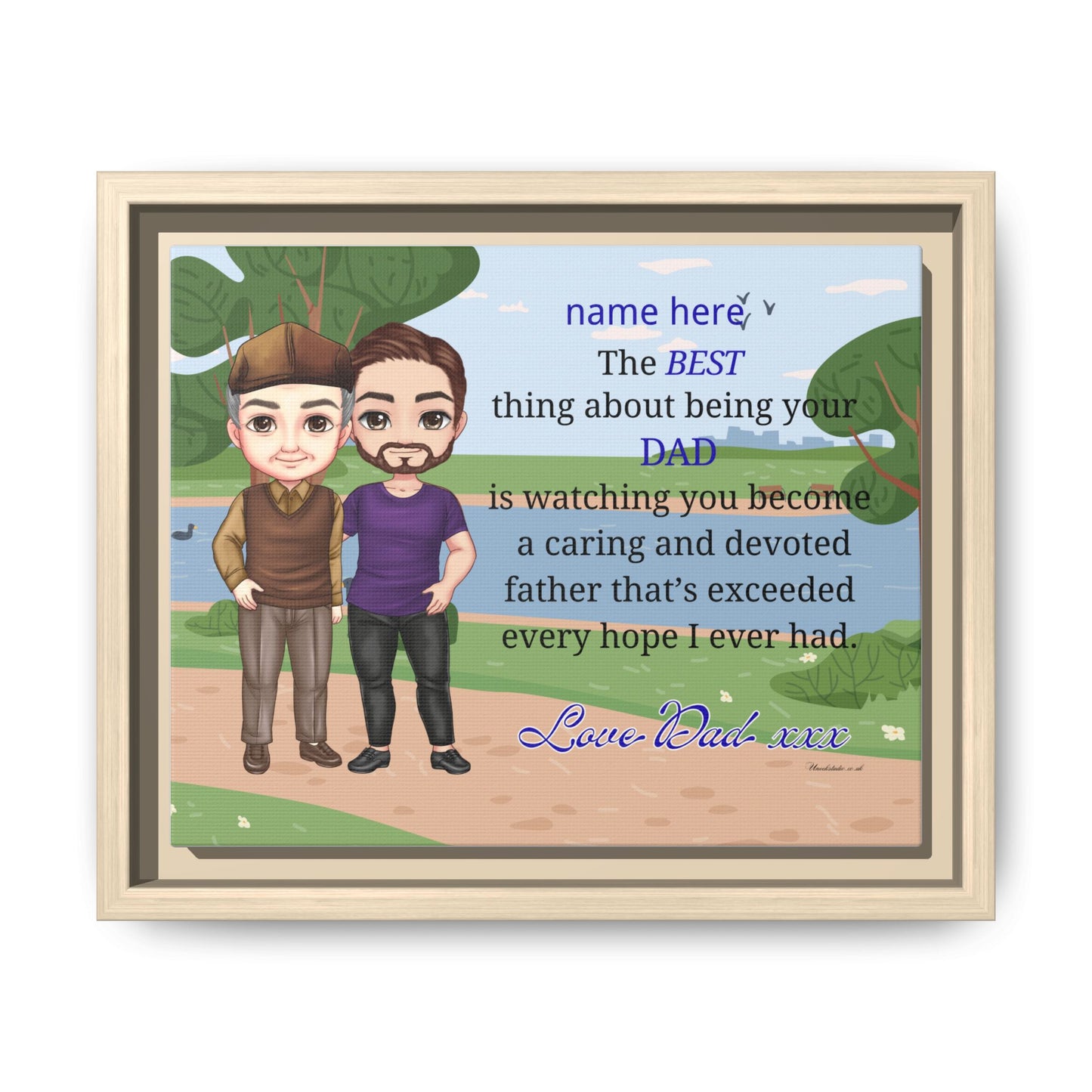 Personalized Father & Son Portrait Matte Canvas — "The Best Thing About Being Your Dad" Framed Print