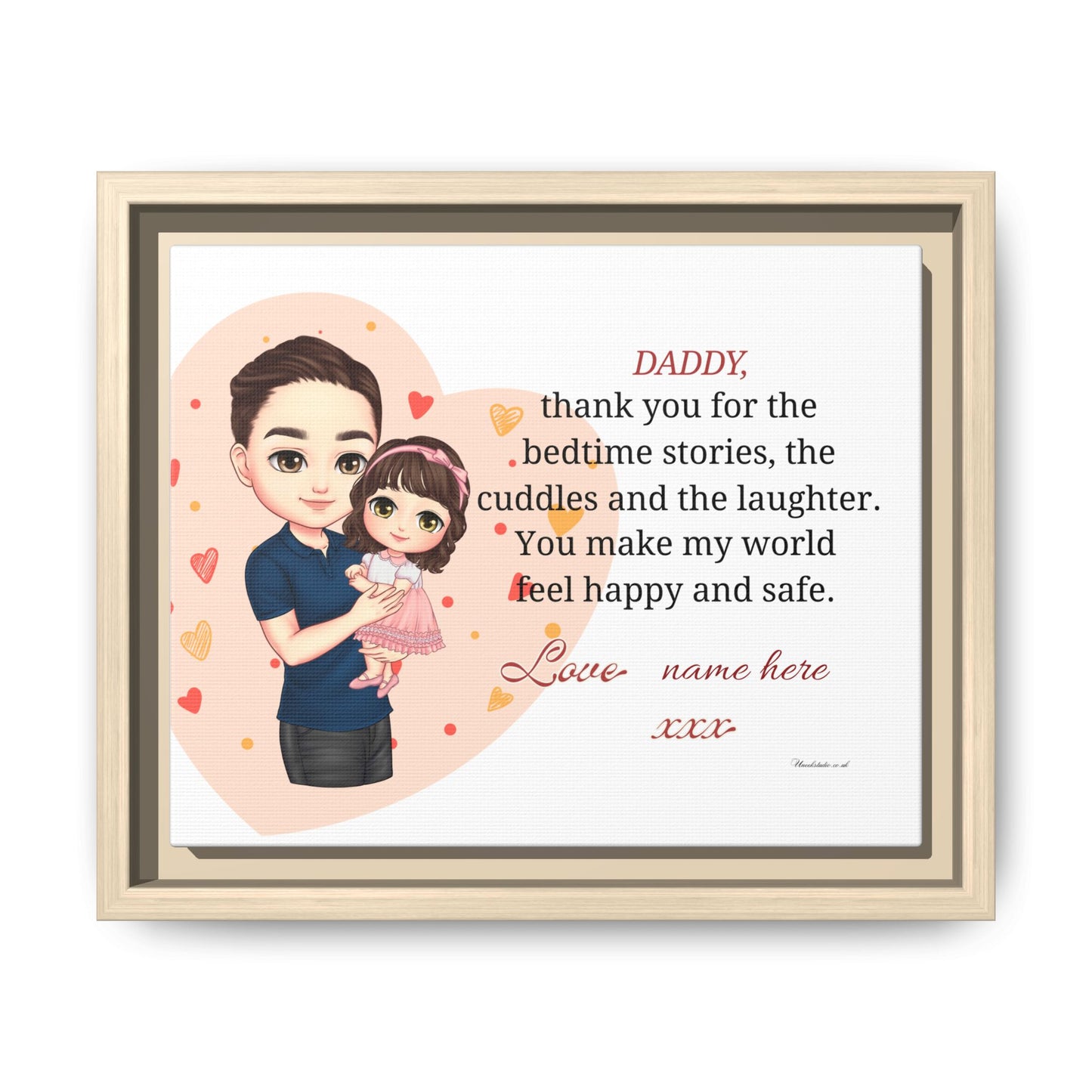 Framed Matte Canvas — "Daddy, thank you for the bedtime stories" Personalized Father’s Day Gift