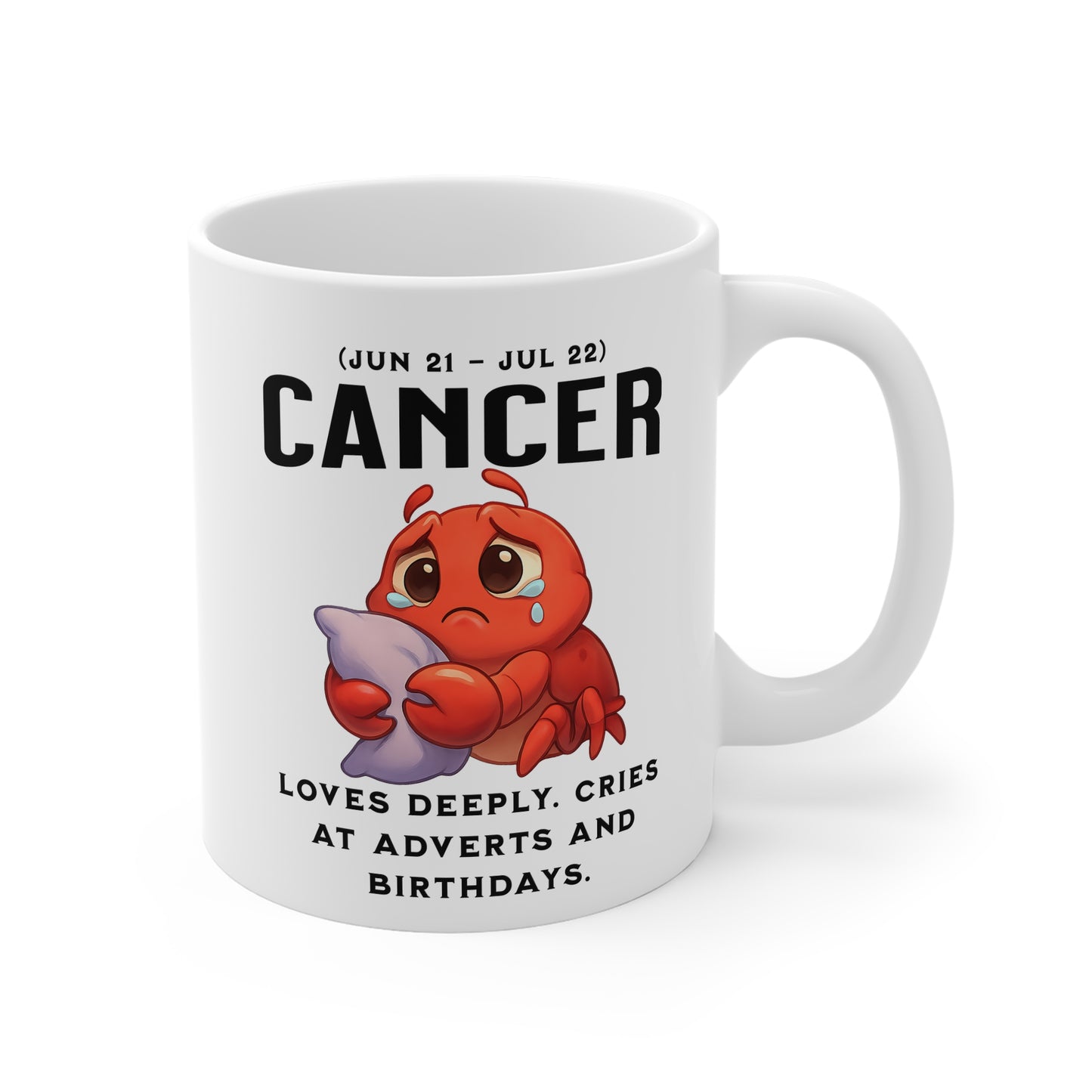 Cancer Zodiac Mug — Cute Crying Crab Astrology Coffee Cup (Jun 21–Jul 22)