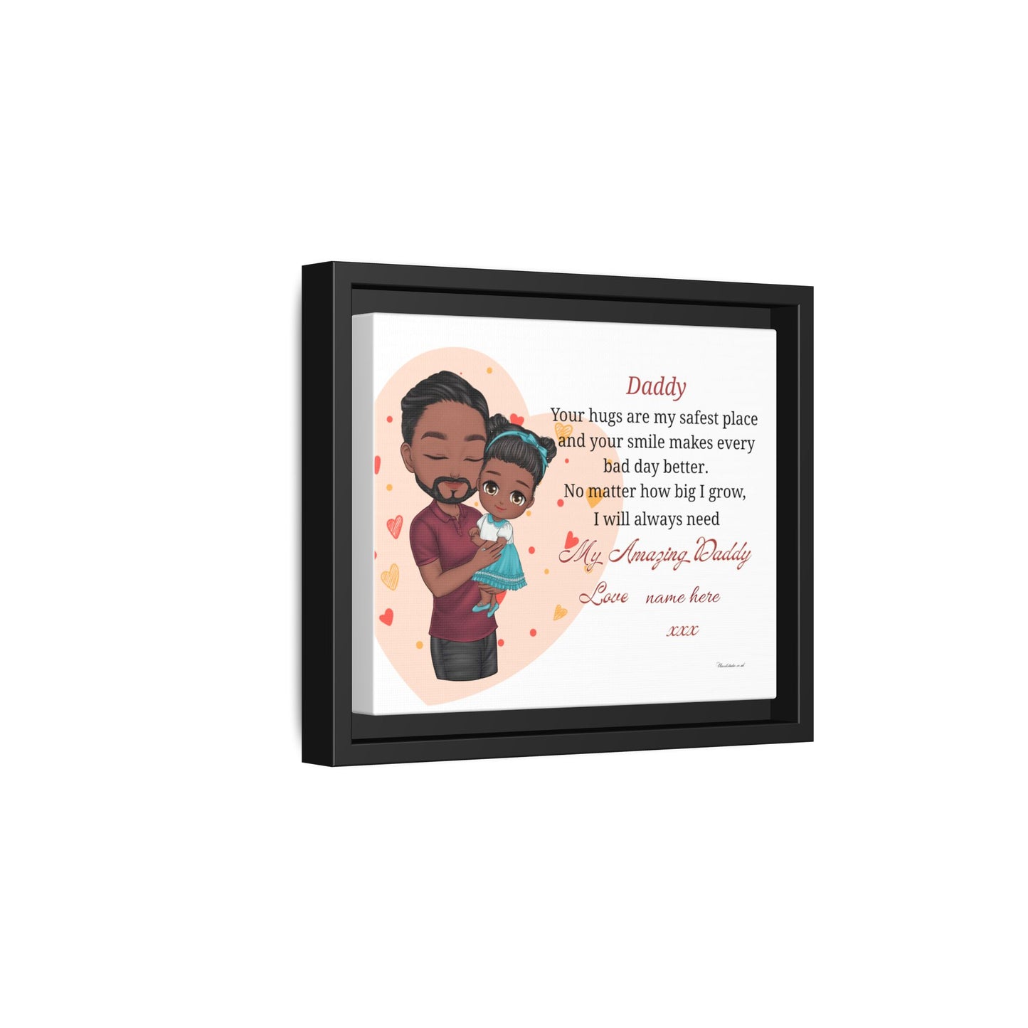Personalized Daddy Framed Canvas — "Your hugs are my safest place"