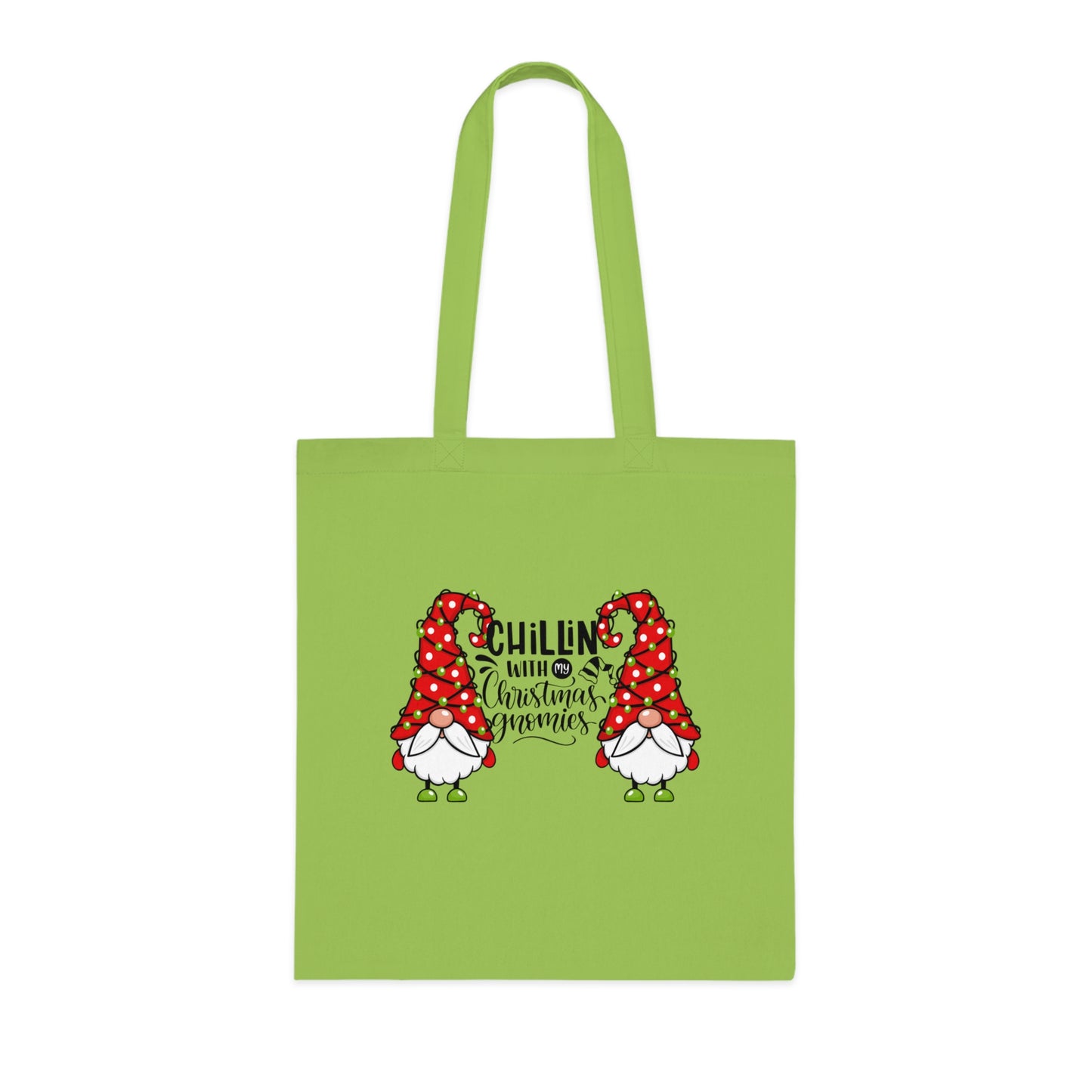 Chillin With My Gnomies Cotton Tote | Christmas Gnome Illustration