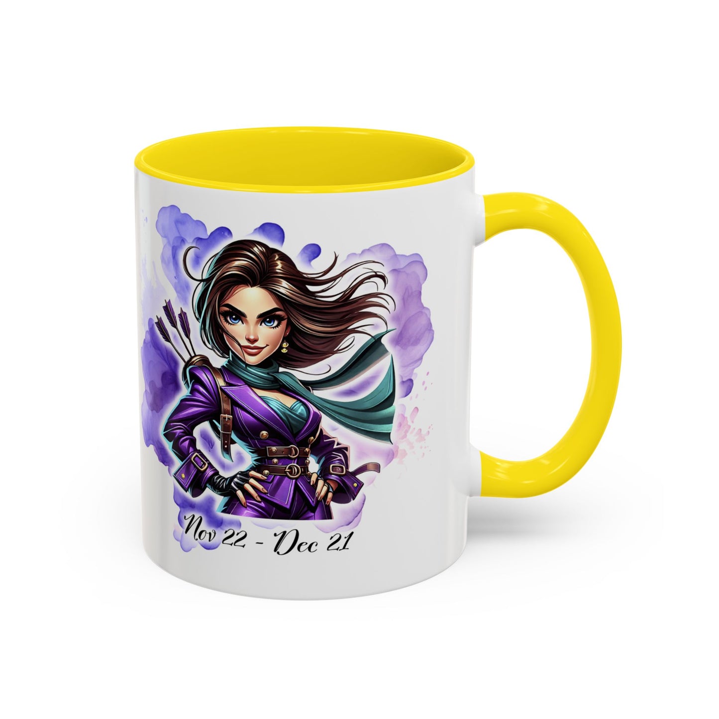 Sagittarius Zodiac Coffee Mug — Archer Girl Illustration, Nov 22–Dec 21