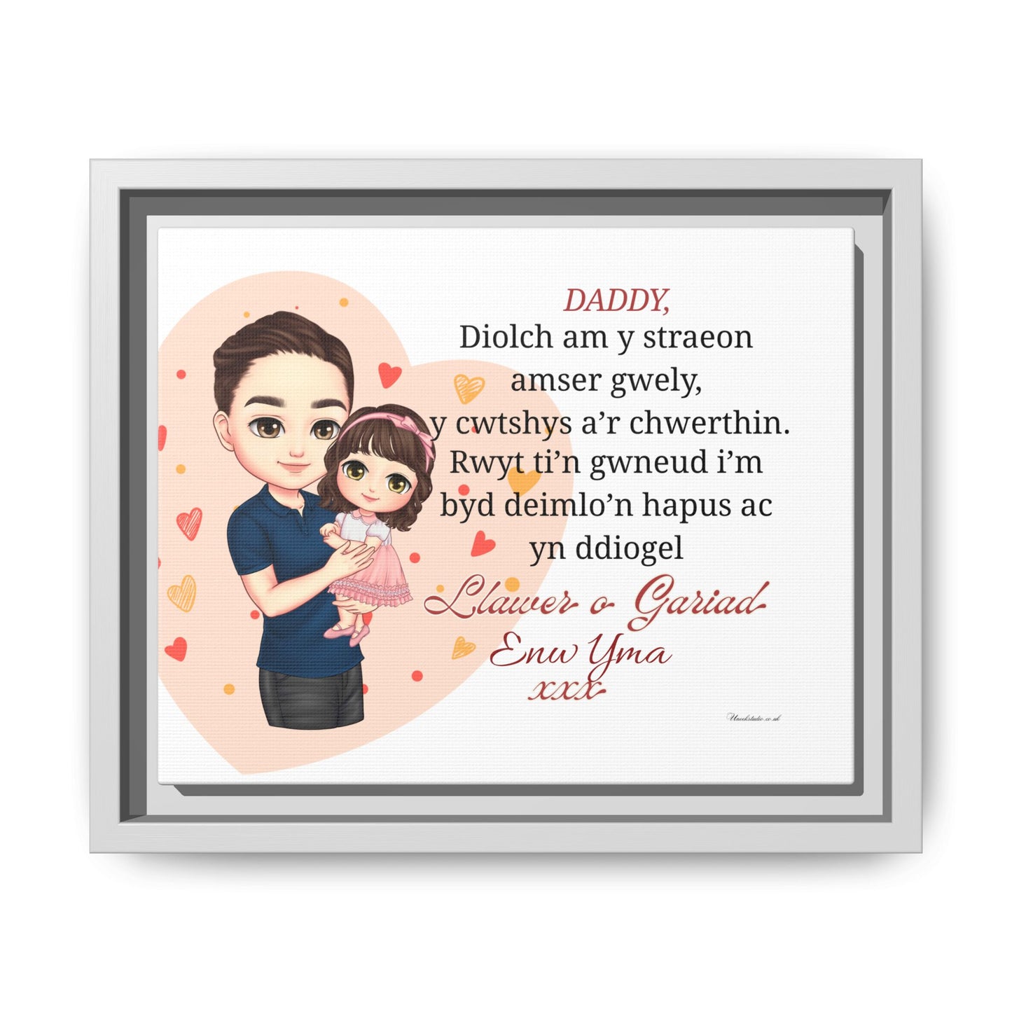 Personalised Welsh Father’s Day Canvas | Daddy Gift From Child | Custom Welsh Wall Art for Dad