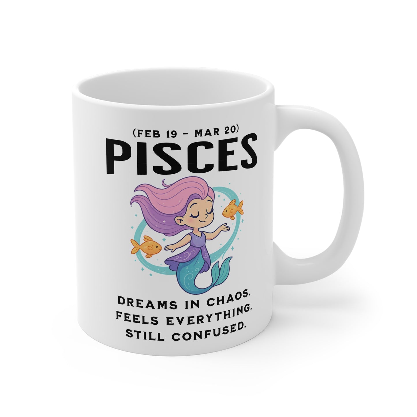 Pisces Coffee Mug — Cute Mermaid Zodiac Mug (Feb 19–Mar 20)