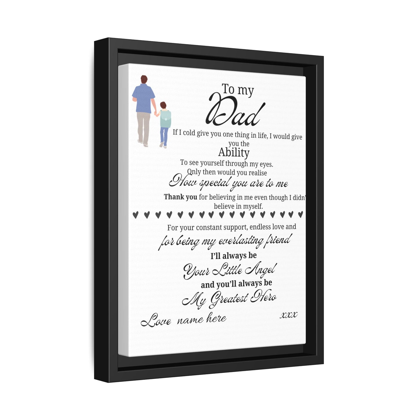 Framed Canvas Print — "To My Dad" Sentimental Poem, Personalized Gift