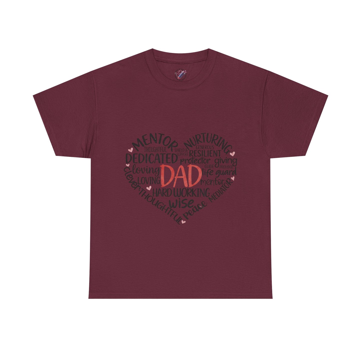 Dad Word Cloud Heart T-Shirt — Father’s Day Gift, Loving & Dedicated Dad Tee