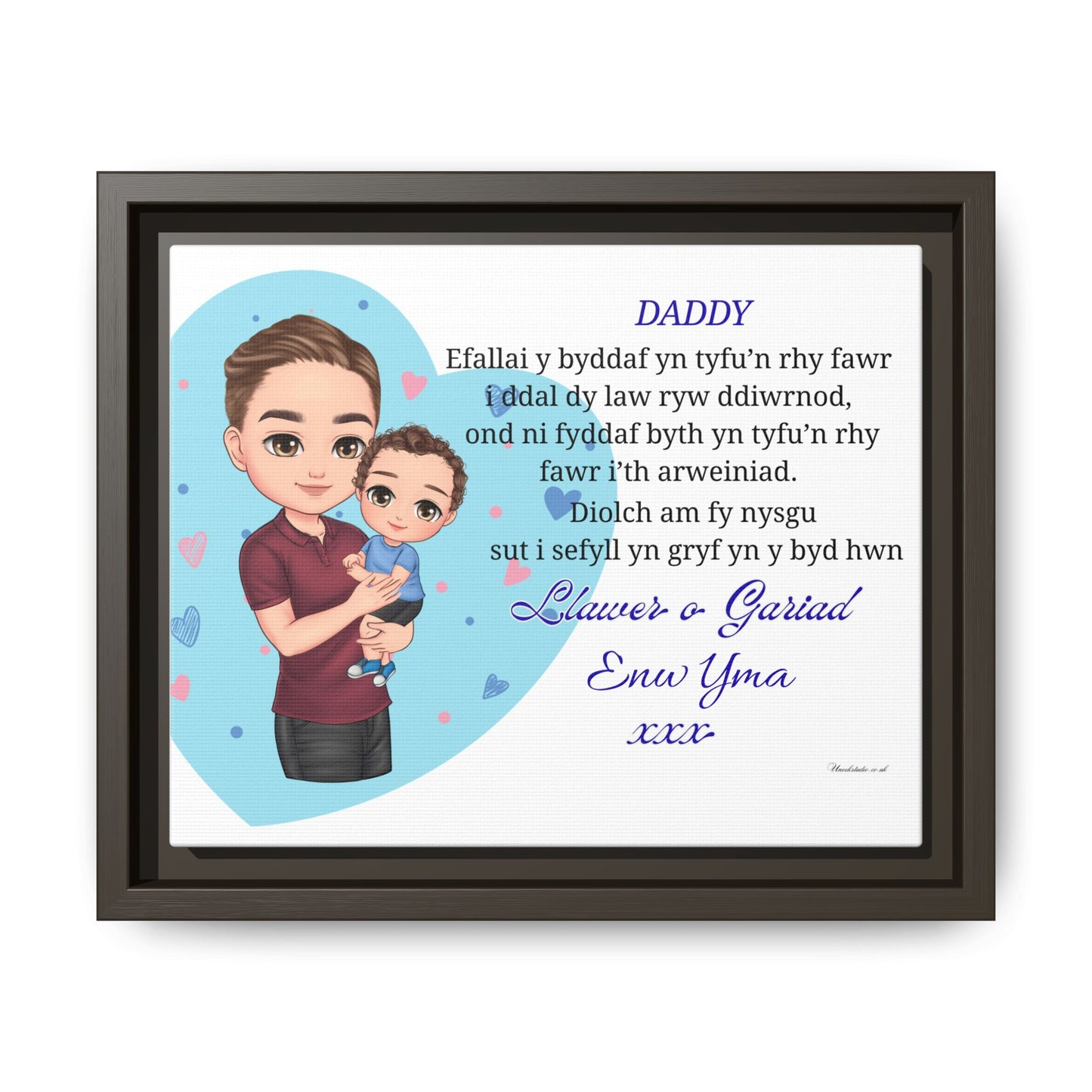 Personalised Welsh Father’s Day Canvas | Daddy Gift From Child | Custom Welsh Wall Art for Dad
