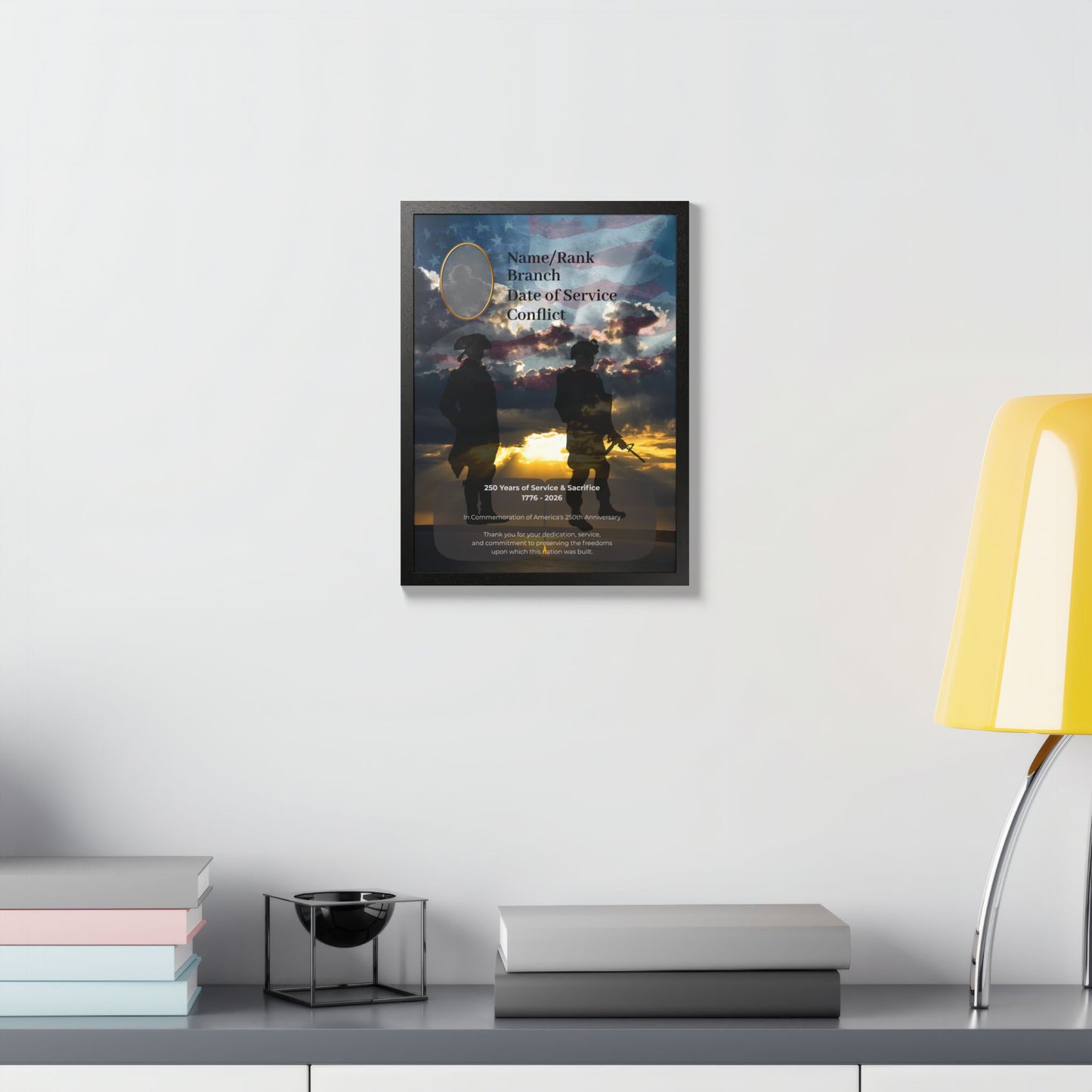Military Commemoration Framed Poster – Custom Name/Rank Tribute
