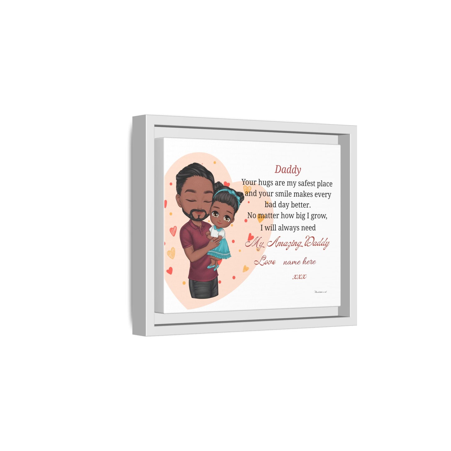 Personalized Daddy Framed Canvas — "Your hugs are my safest place"
