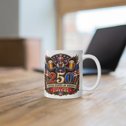 250th Anniversary Patriotic Mug — “25 Cheers” USA Eagle Beer Stein Design