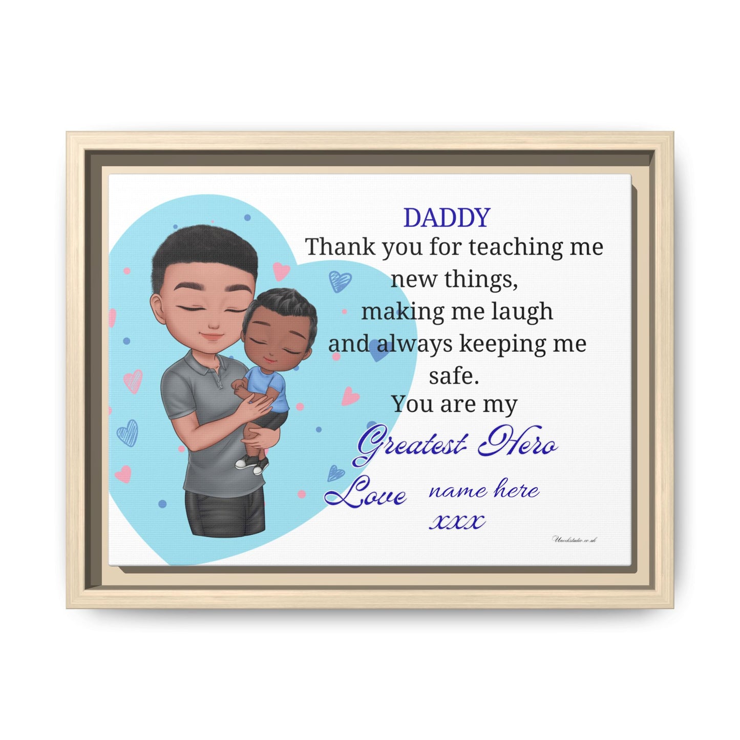Personalized "Daddy — You Are My Greatest Hero" Framed Canvas Print
