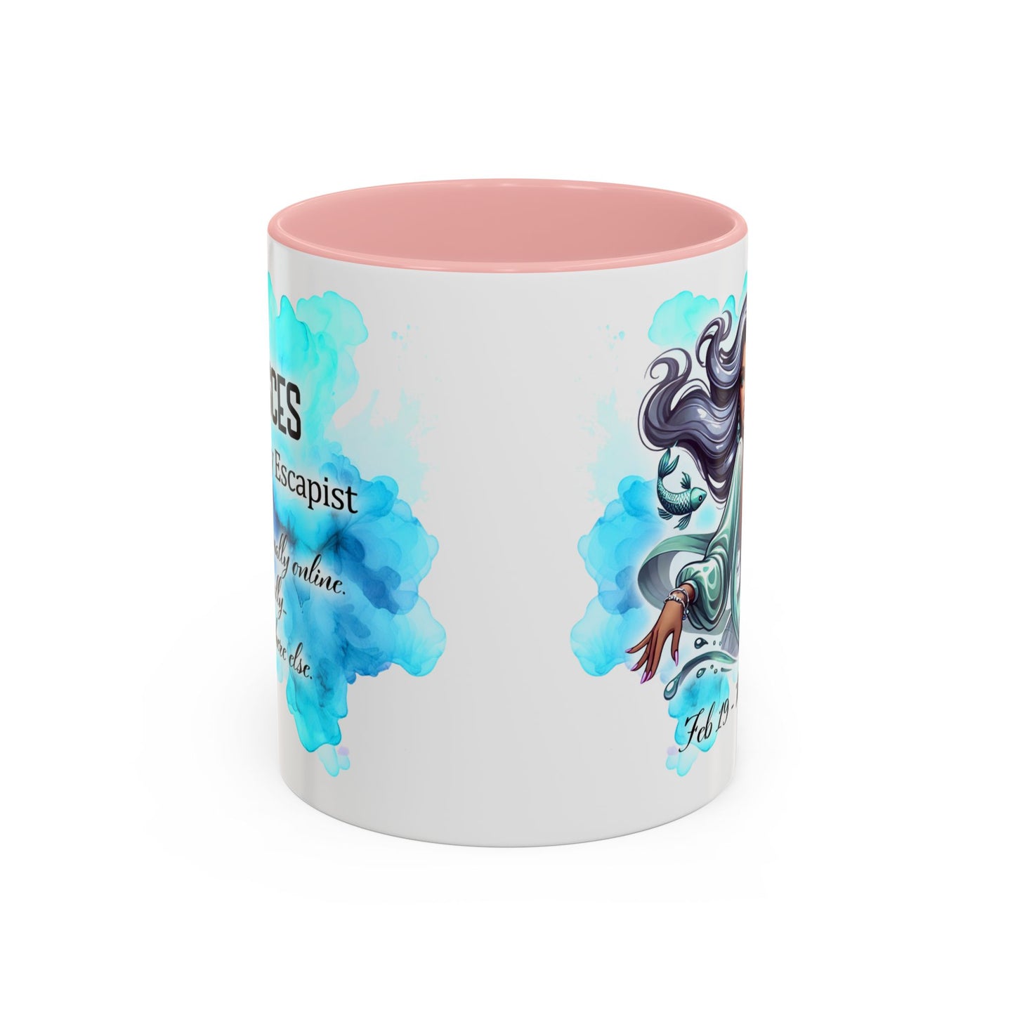 Pisces Zodiac Coffee Mug — Watercolor Mermaid Horoscope Accent Mug (Feb 19–Mar 20)