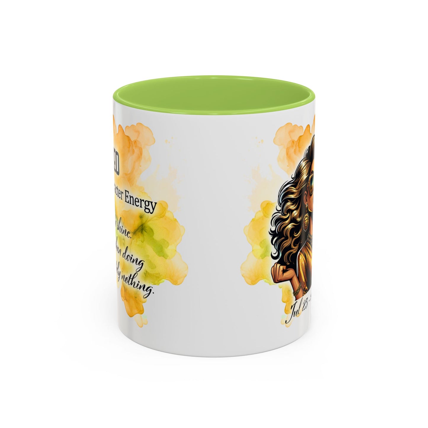Leo Zodiac Coffee Mug — "I Am the Sun" Afro Woman Design (July 23–Aug 22)