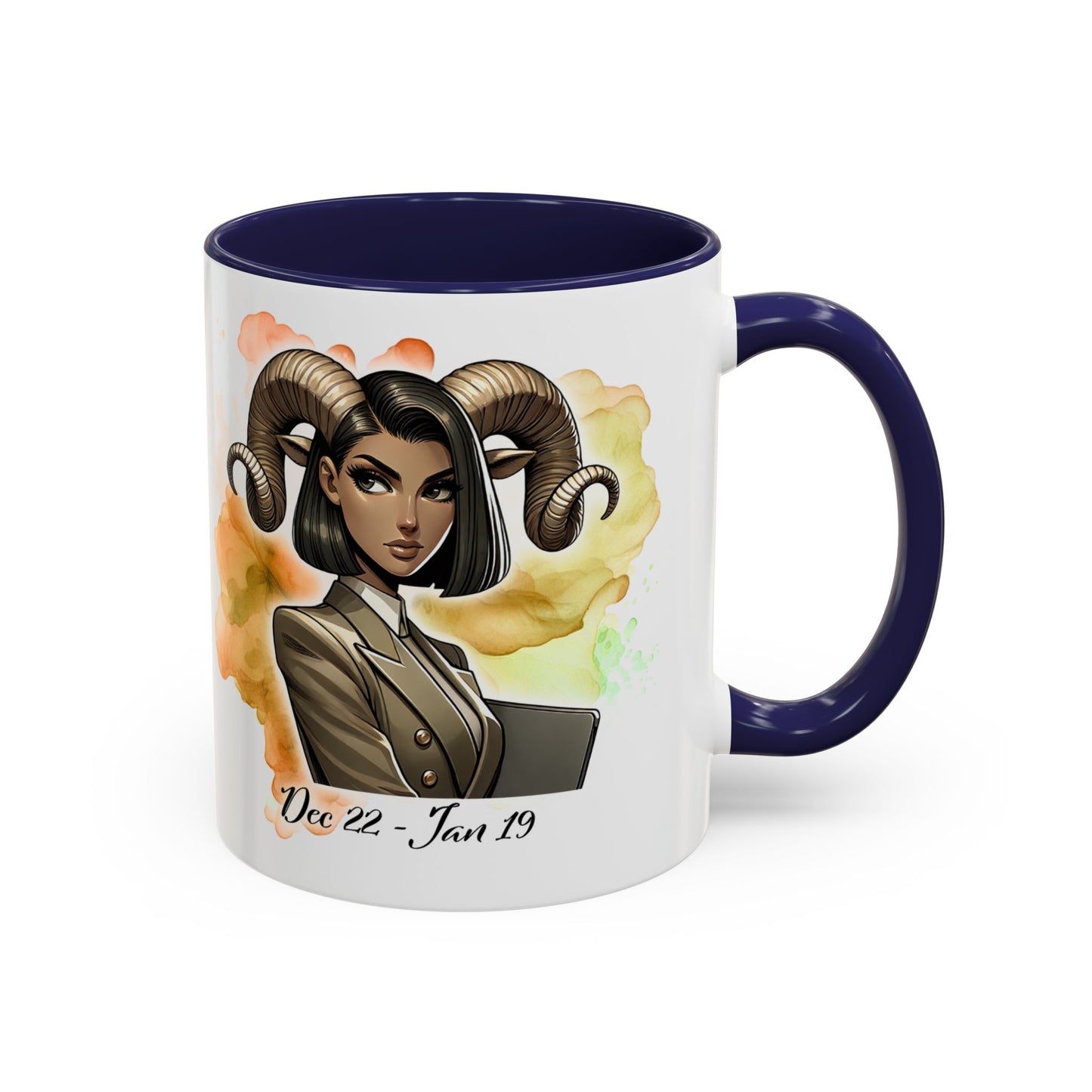 Aries Zodiac Coffee Mug — 'Dec 22 - Jan 19' Ram Girl Accent Mug