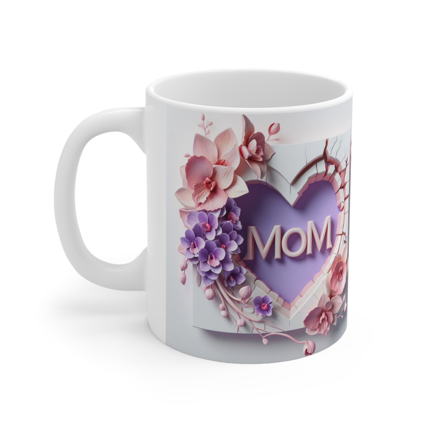 Mom Heart Floral Ceramic Coffee Mug — Mother's Day Gift (11oz & 15oz)